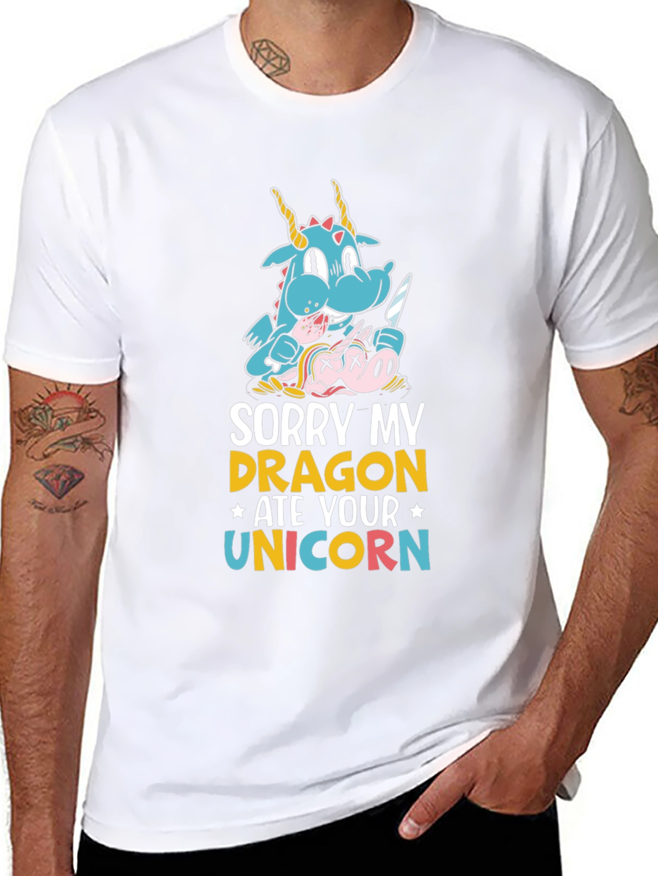 Funny Dragon Ate Unicorn Graphic Tee