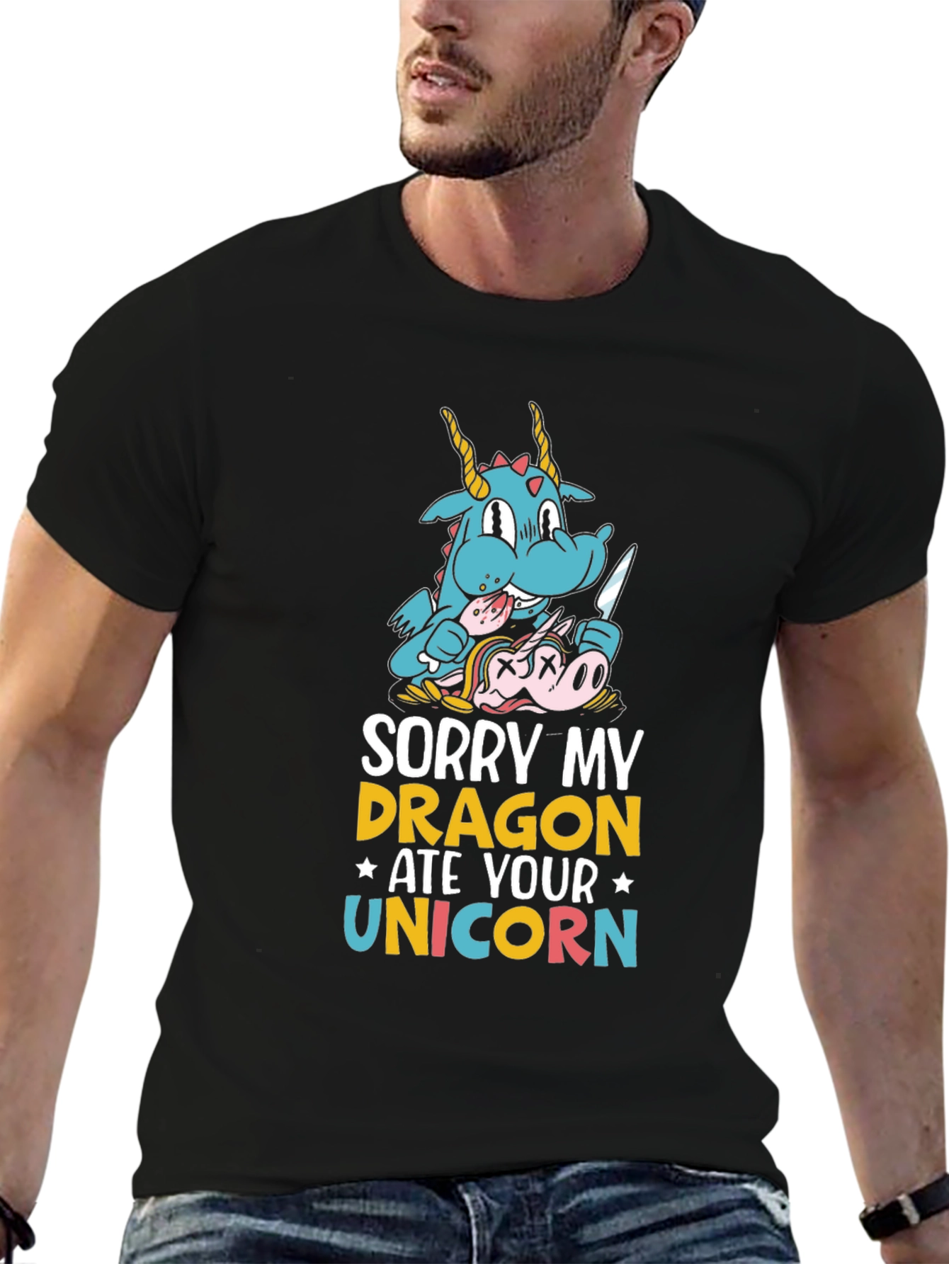 Funny Dragon Ate Unicorn Graphic Tee