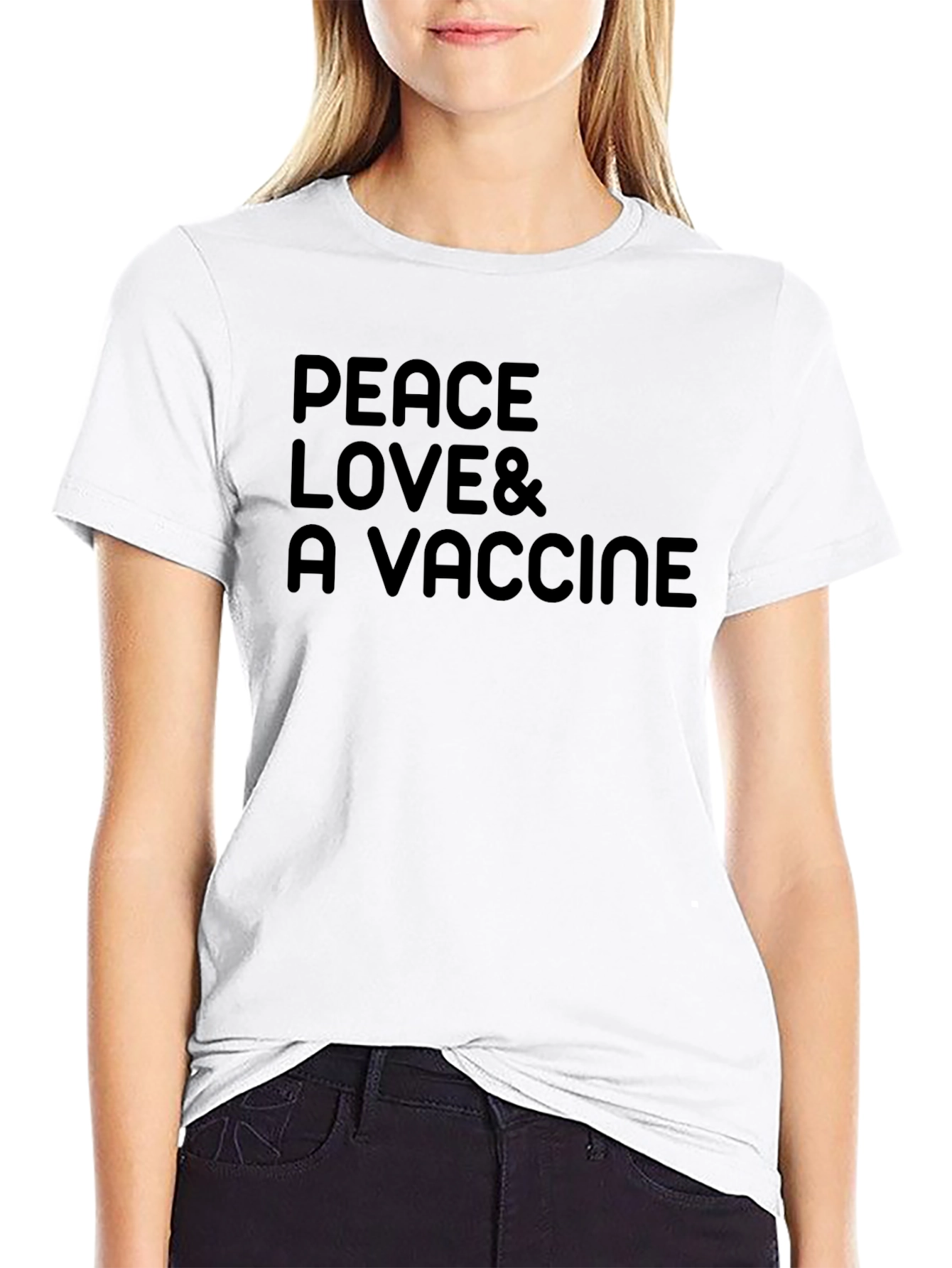 Peace Love & A Vaccine Black T-Shirt