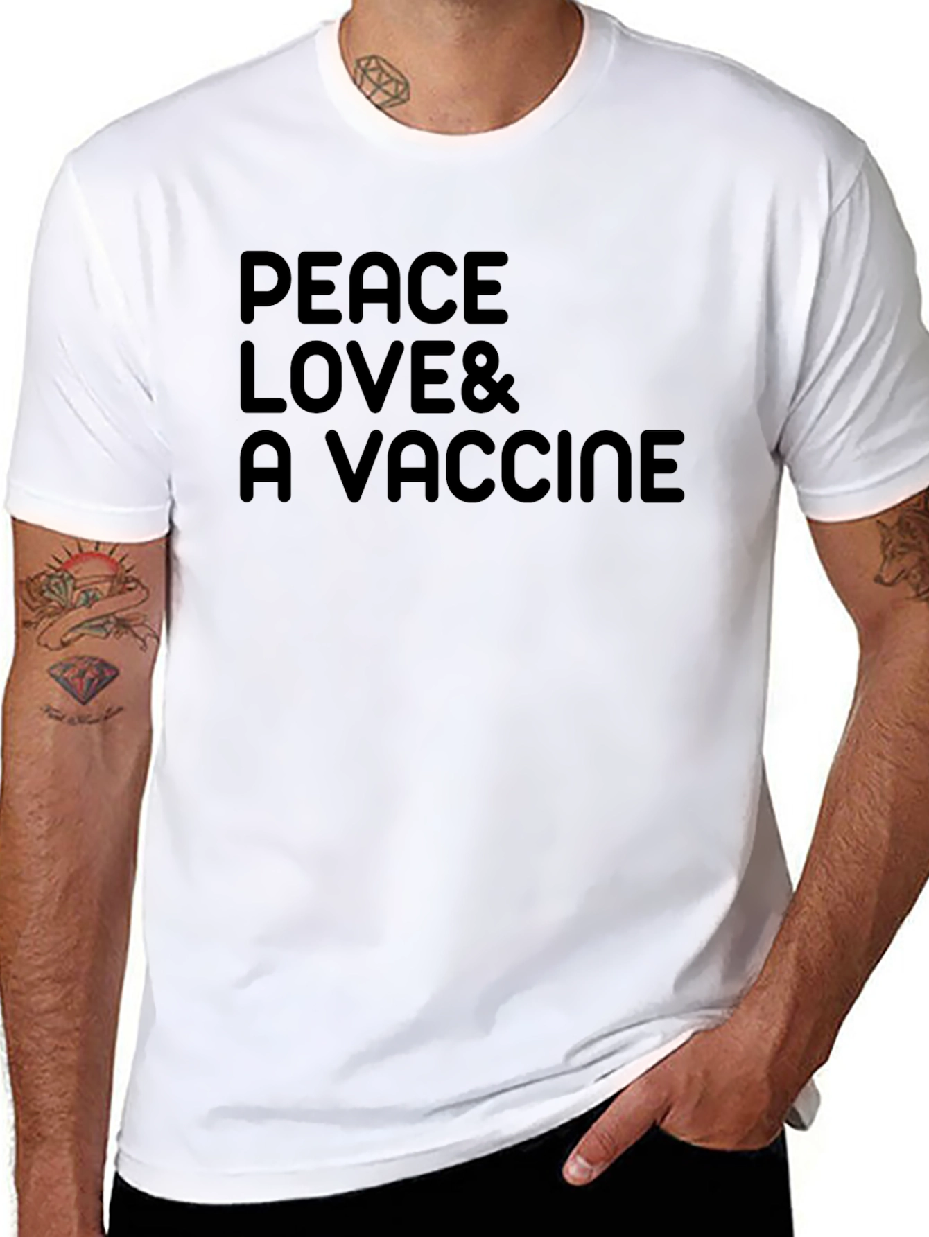 Peace Love & A Vaccine Black T-Shirt