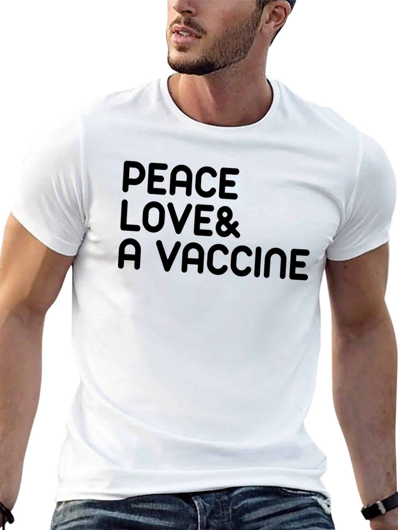 Peace Love & A Vaccine Black T-Shirt