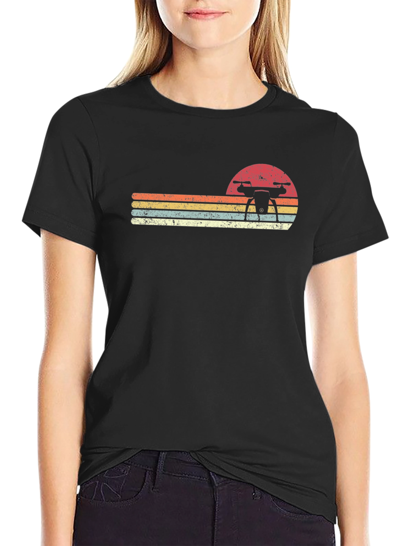 Retro Drone Sunset Graphic Tee