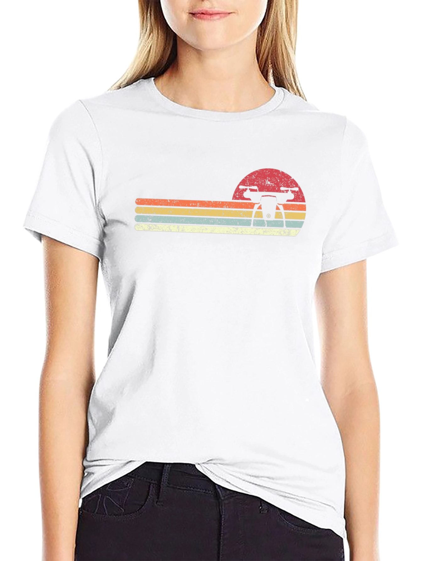 Retro Drone Sunset Graphic Tee