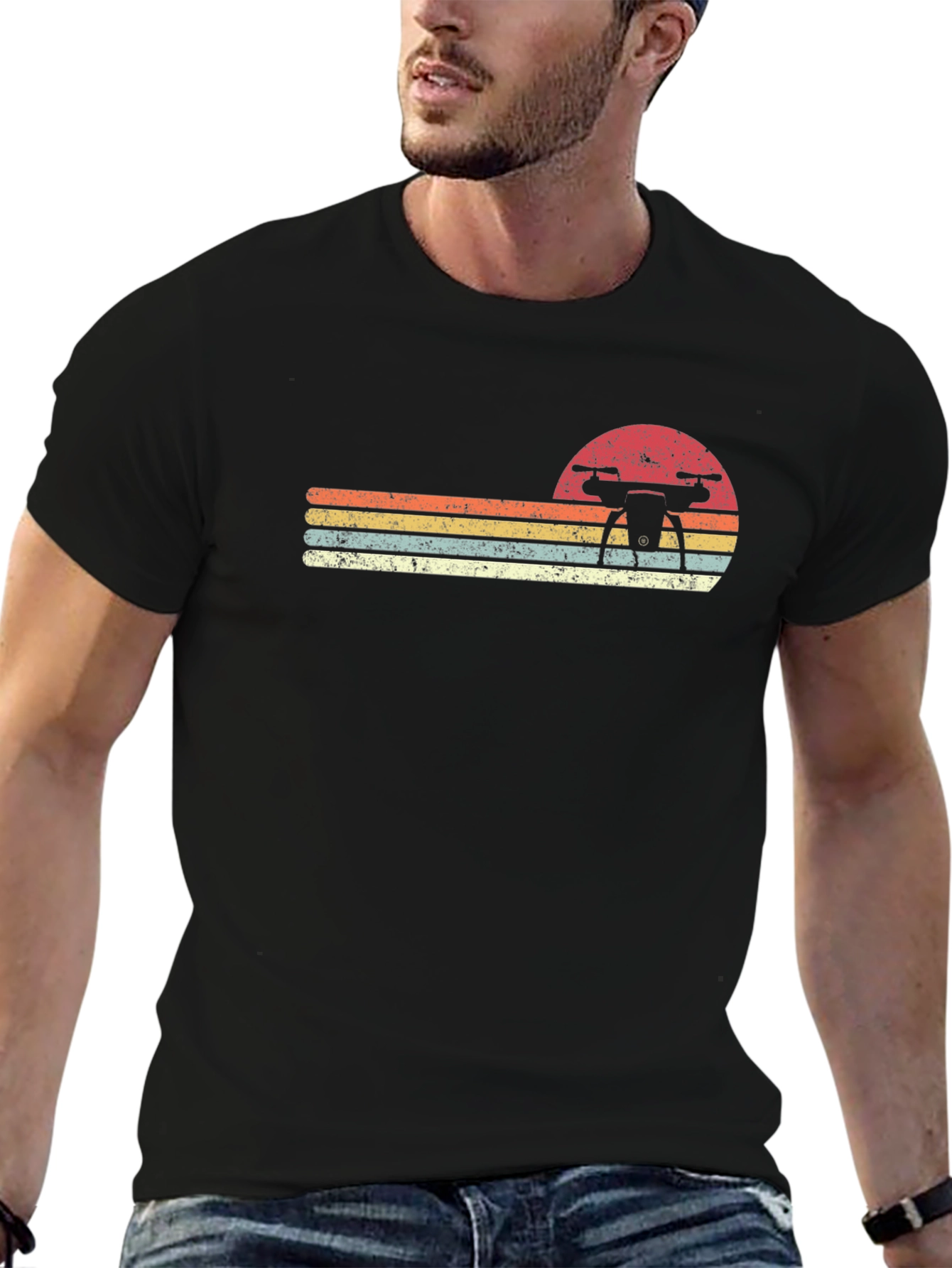 Retro Drone Sunset Graphic Tee