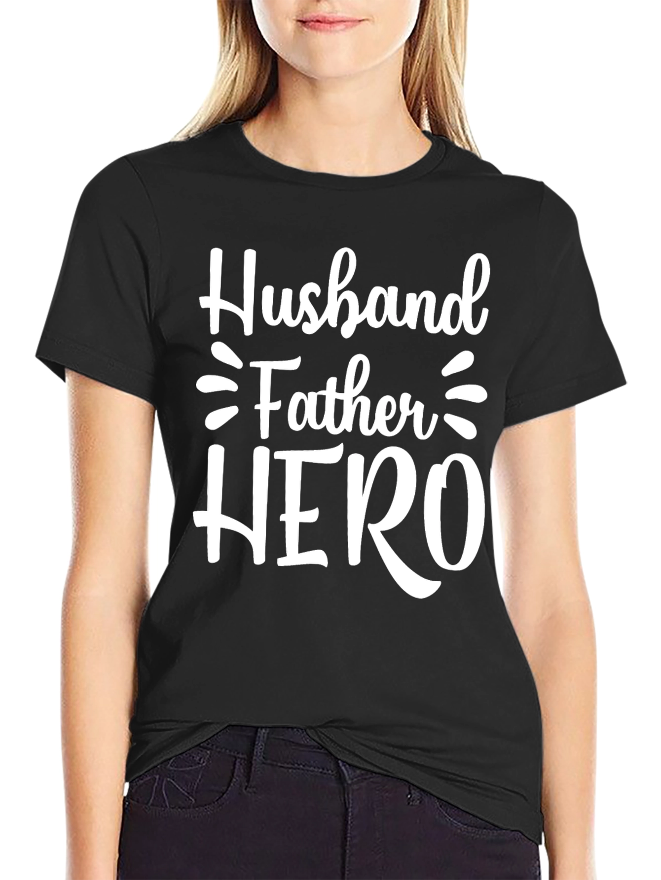 Husband Father Hero Graphic Tee - Black