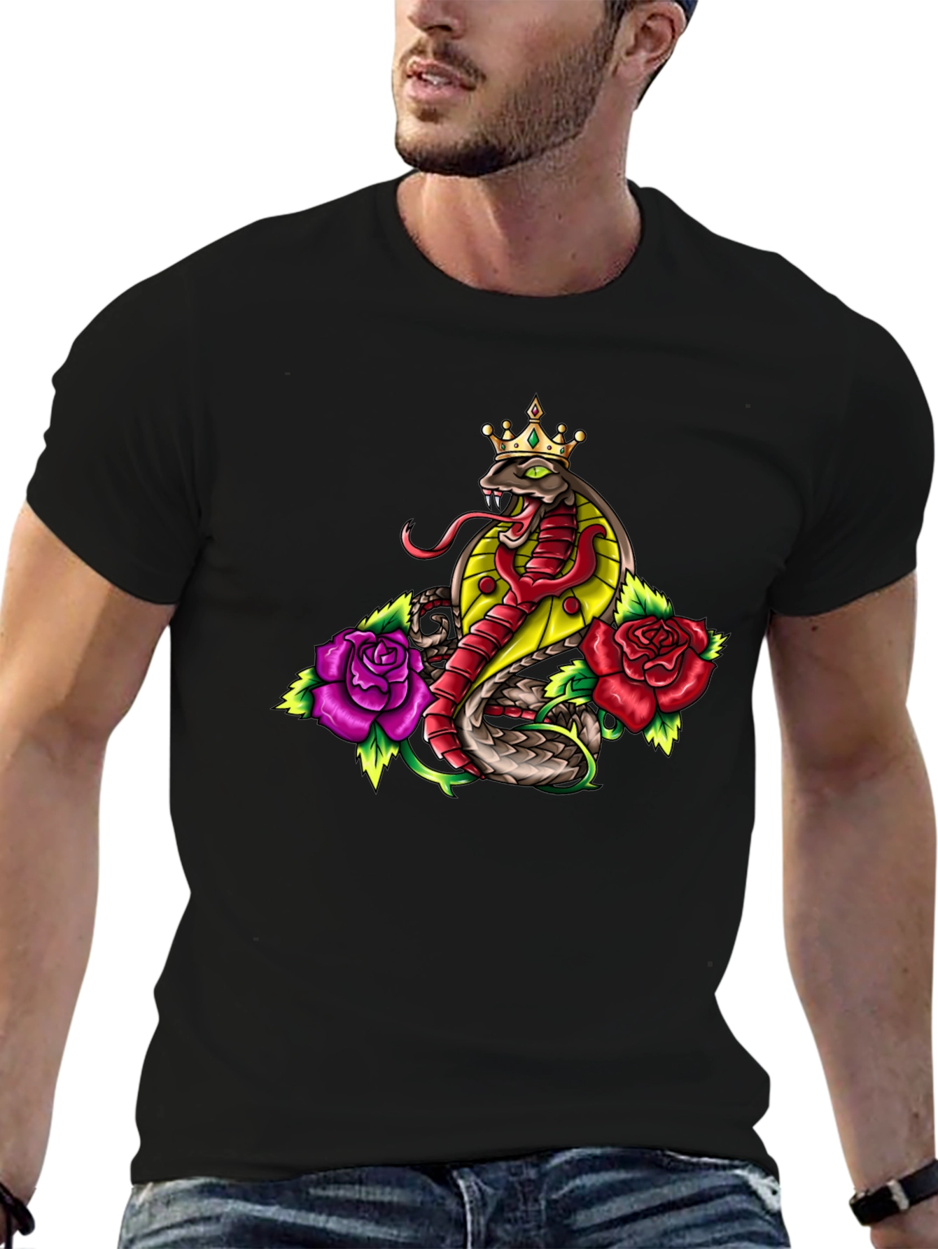 King Cobra Rose Tattoo Graphic Tee