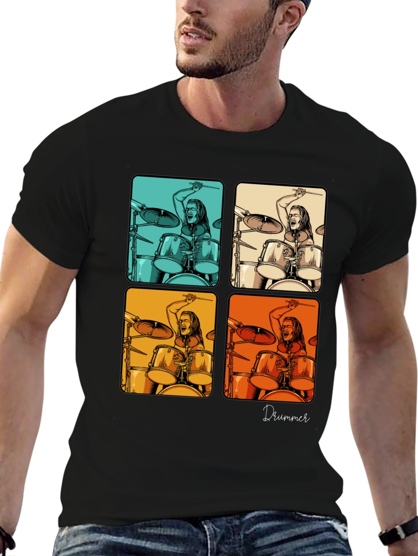 Drummer Pop Art Graphic T-Shirt