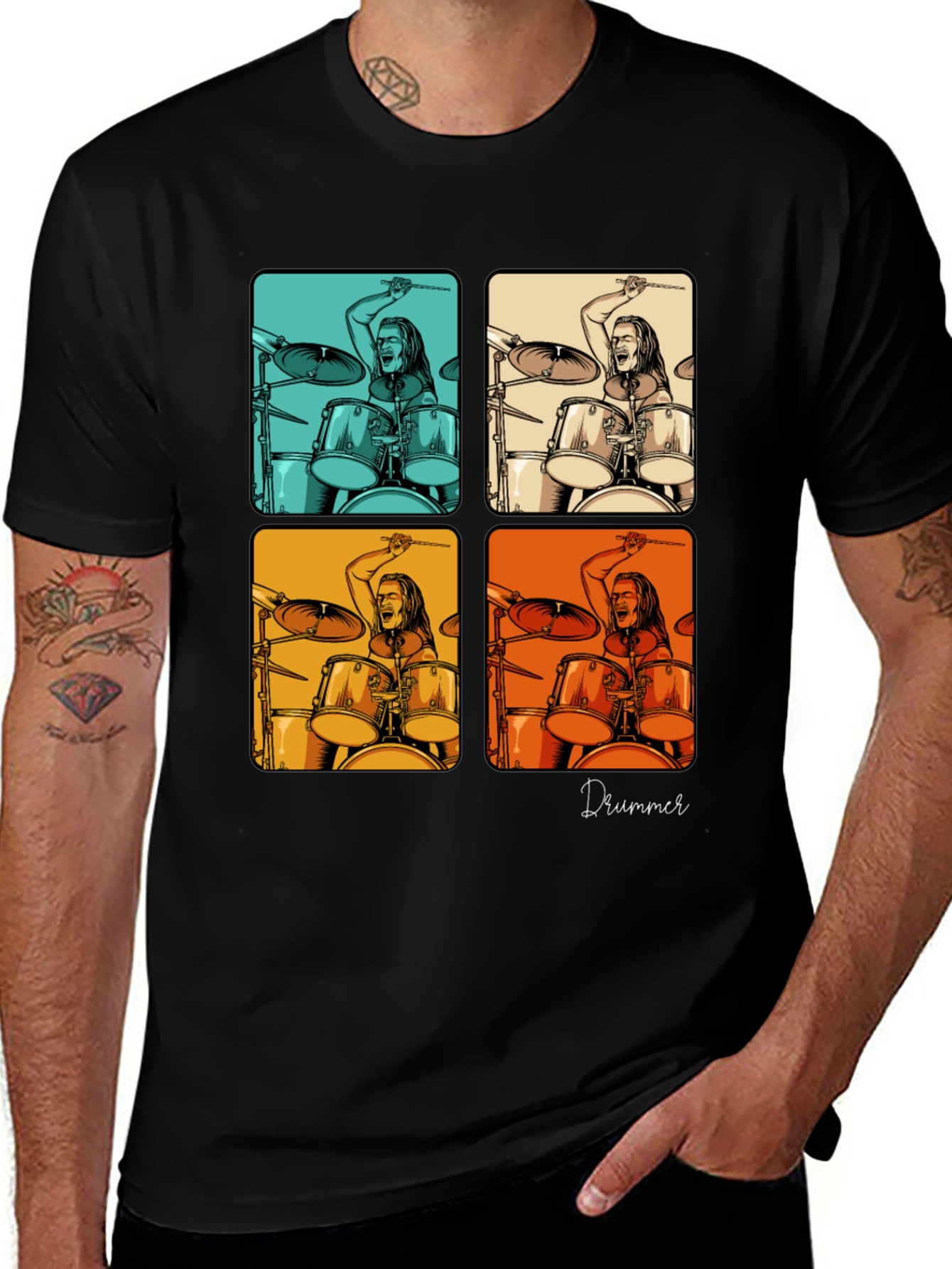 Drummer Pop Art Graphic T-Shirt