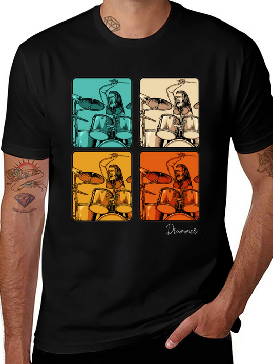 Drummer Pop Art Graphic T-Shirt