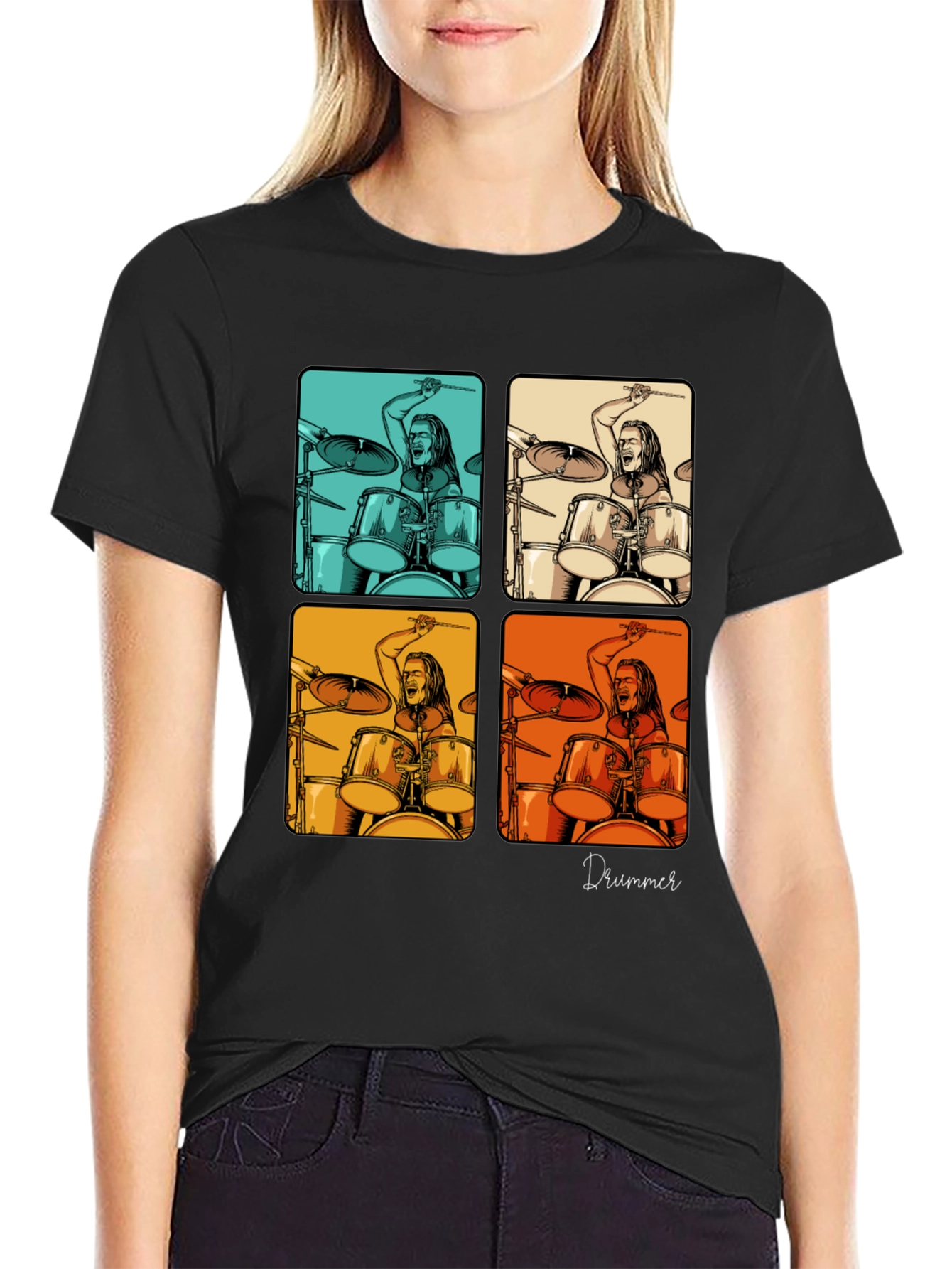 Drummer Pop Art Graphic T-Shirt