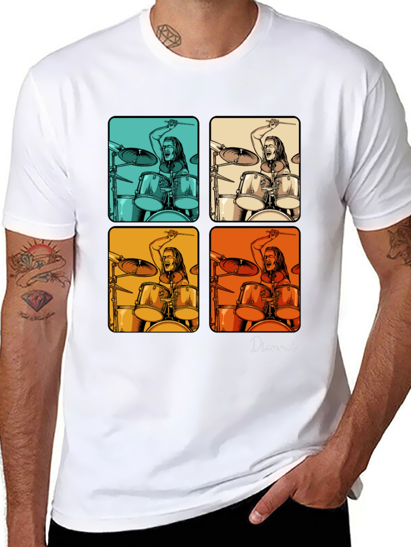Drummer Pop Art Graphic T-Shirt