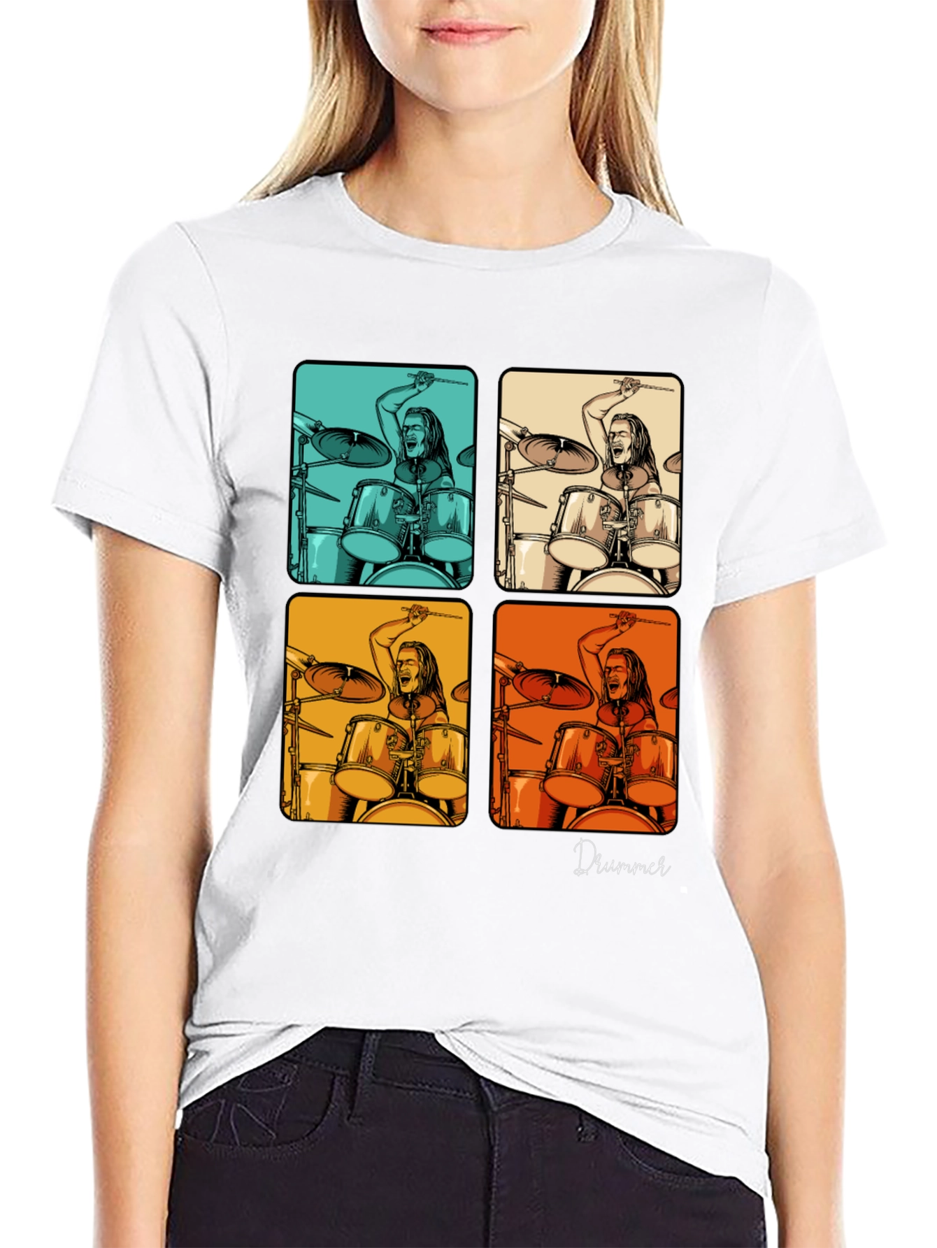 Drummer Pop Art Graphic T-Shirt