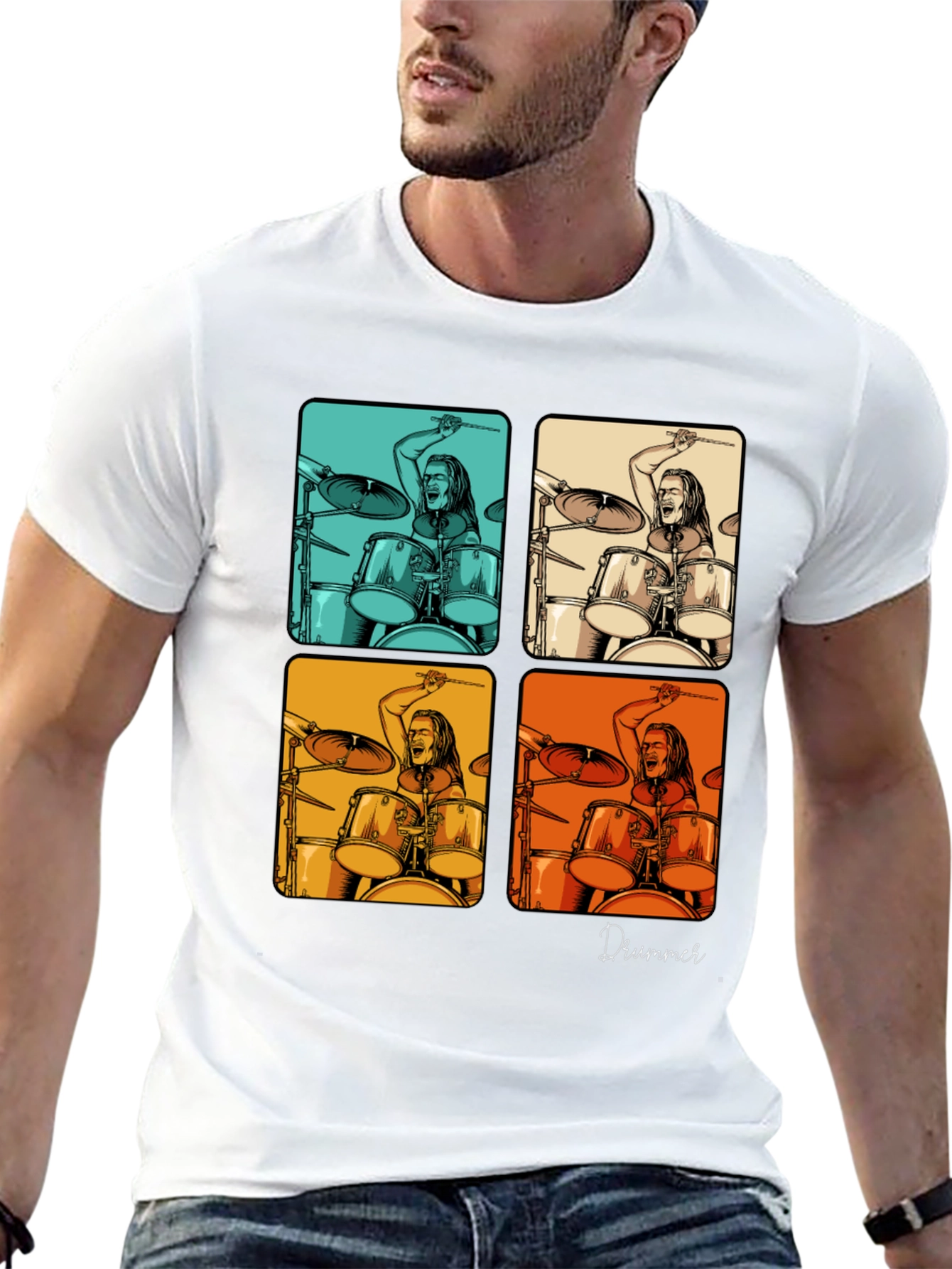 Drummer Pop Art Graphic T-Shirt