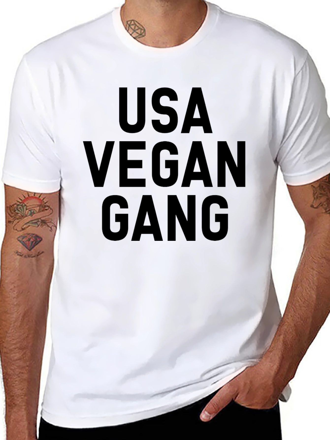 USA Vegan Gang Graphic Tee - Black