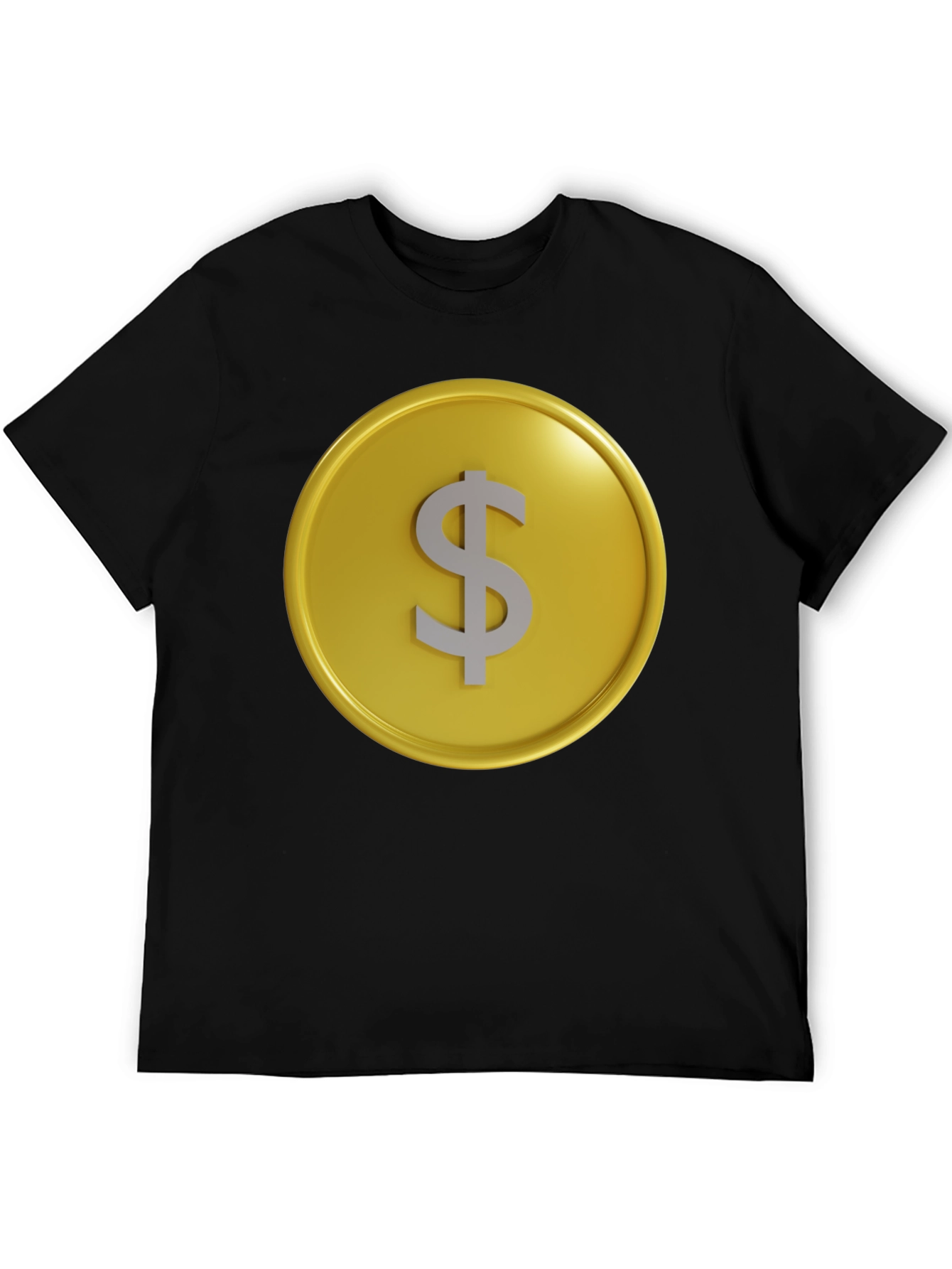 Gold Coin Dollar Sign Graphic Tee - Black T-Shirt