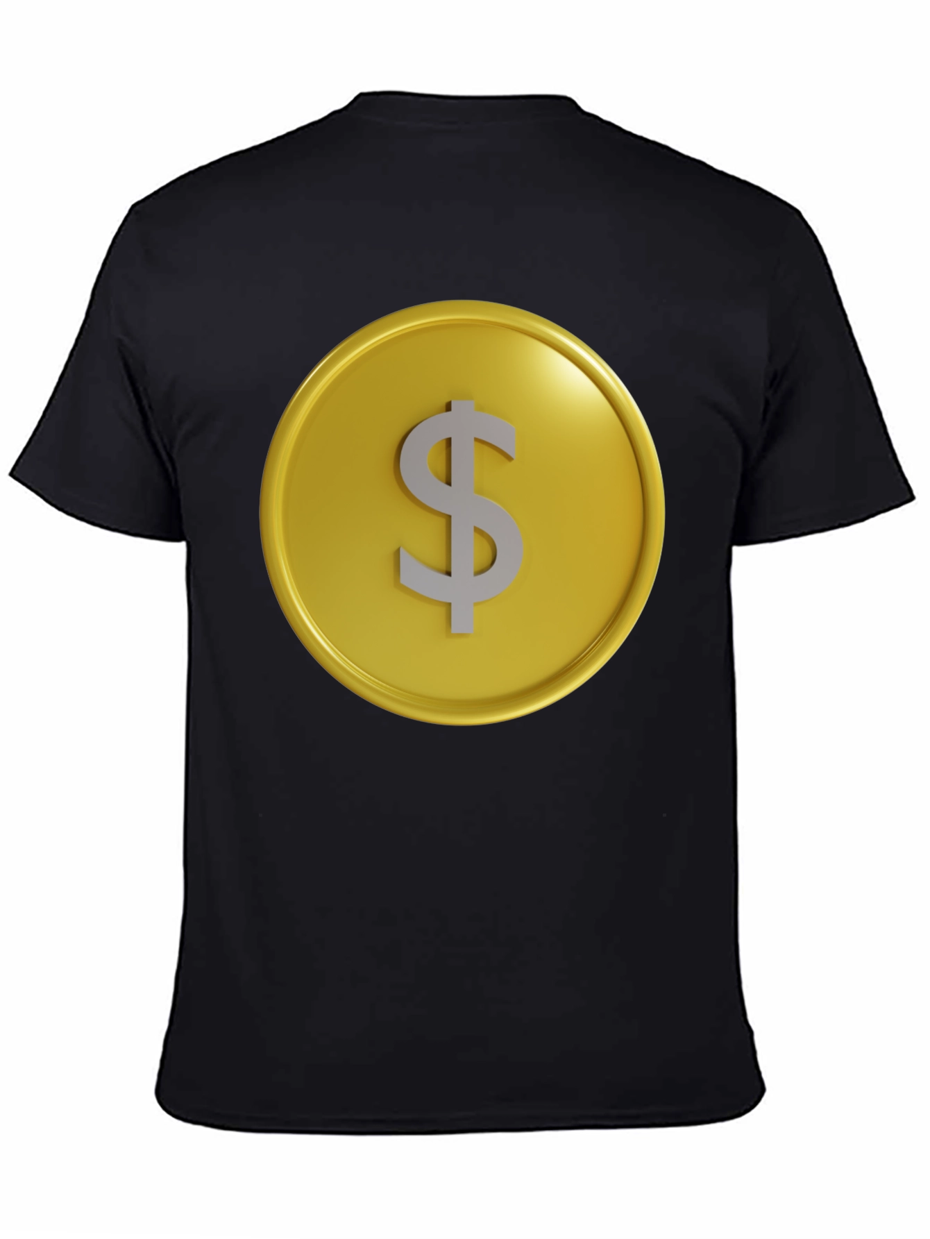 Gold Coin Dollar Sign Graphic Tee - Black T-Shirt