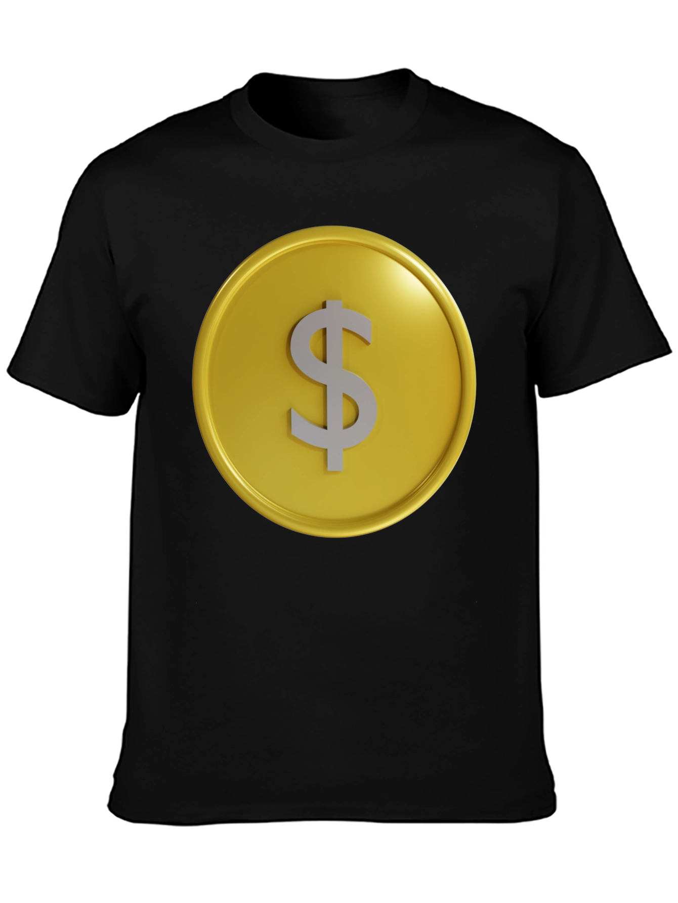 Gold Coin Dollar Sign Graphic Tee - Black T-Shirt