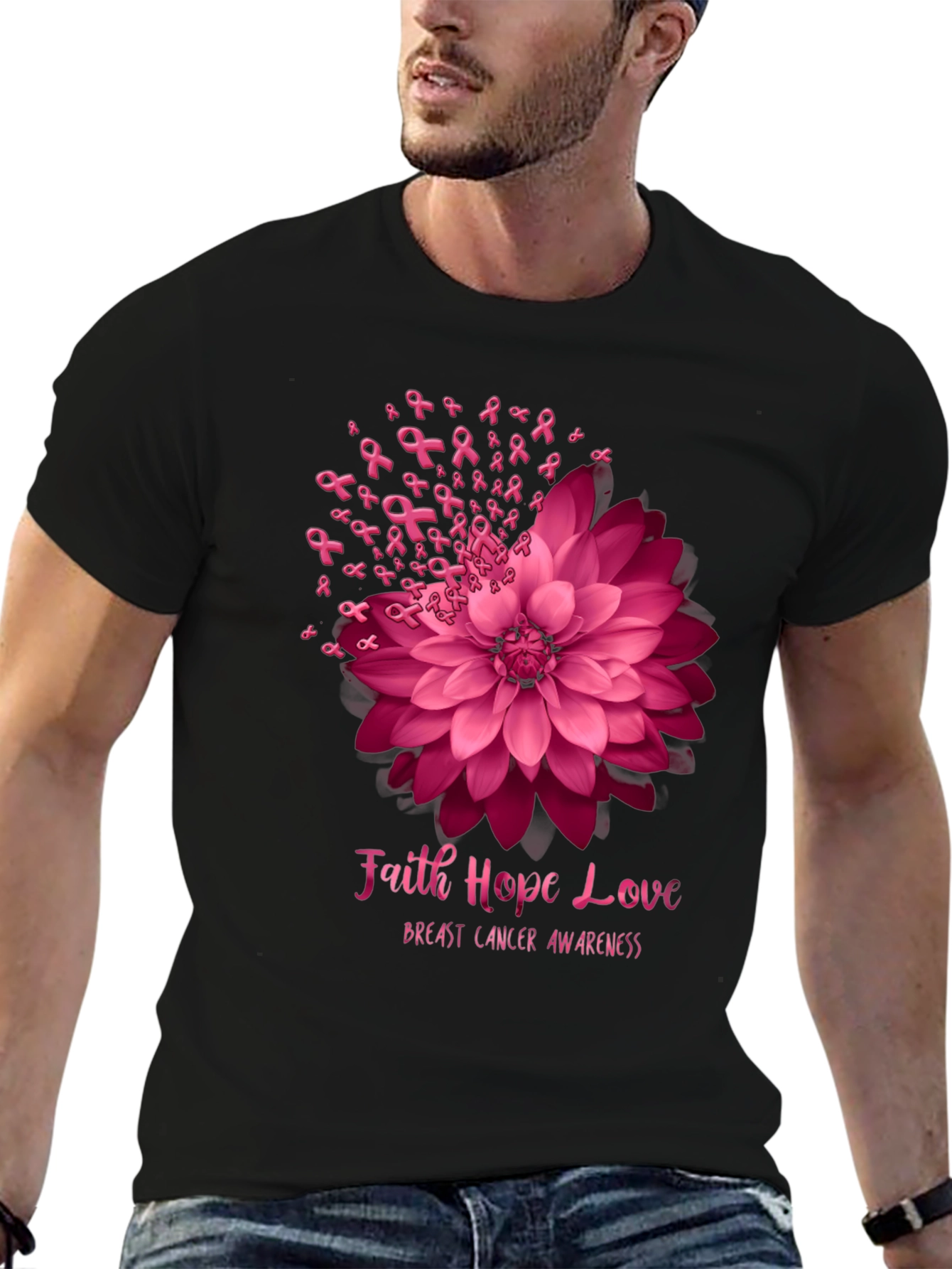 Faith Hope Love Breast Cancer Awareness T-Shirt