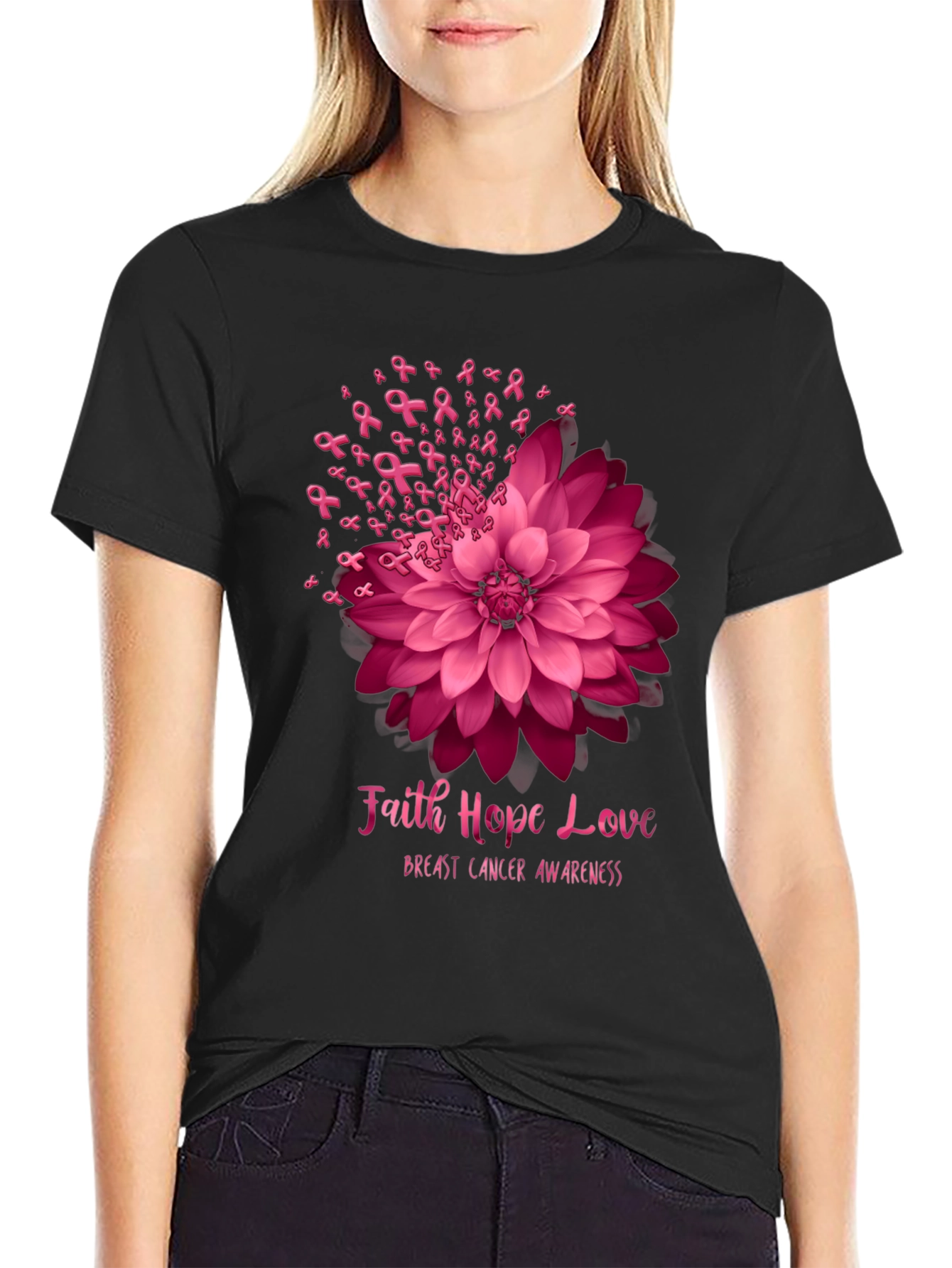 Faith Hope Love Breast Cancer Awareness T-Shirt