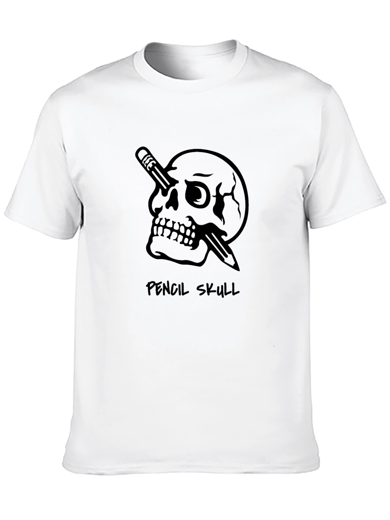 Pencil Skull Graphic T-Shirt - Black