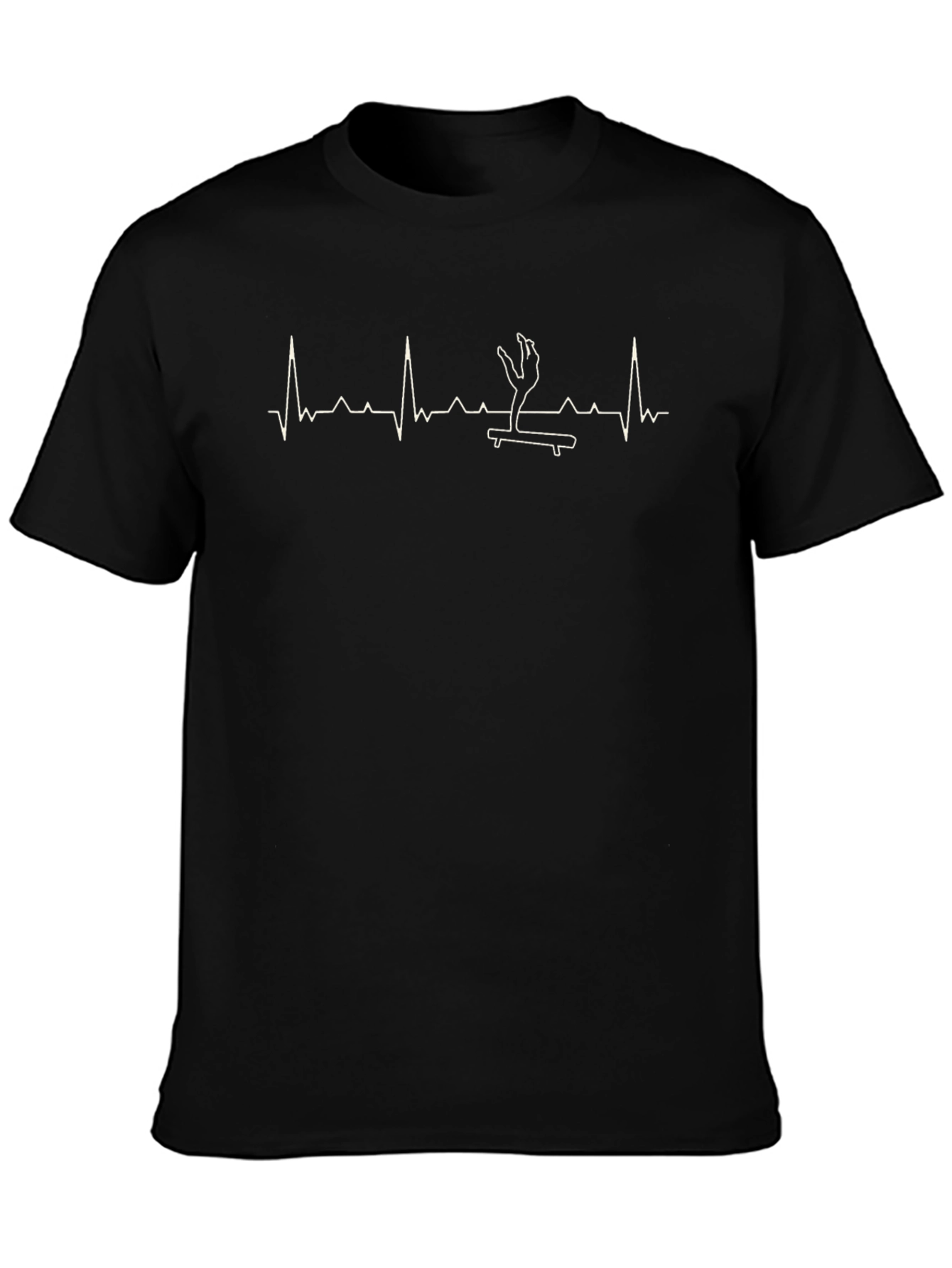Skateboarding Heartbeat Graphic Tee - Cool Black T-Shirt