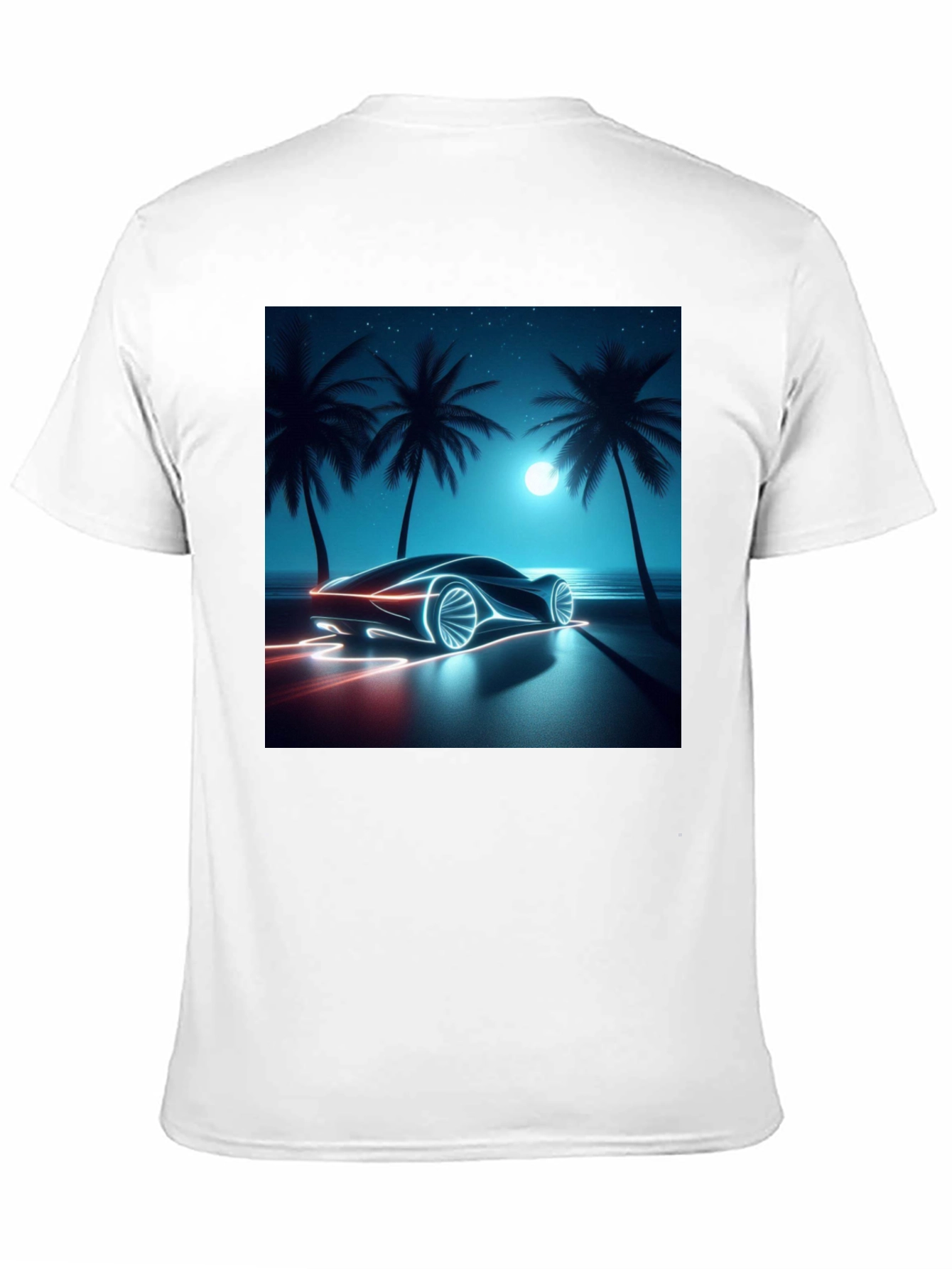 Neon Car Graphic Tee - Black Cotton T-Shirt