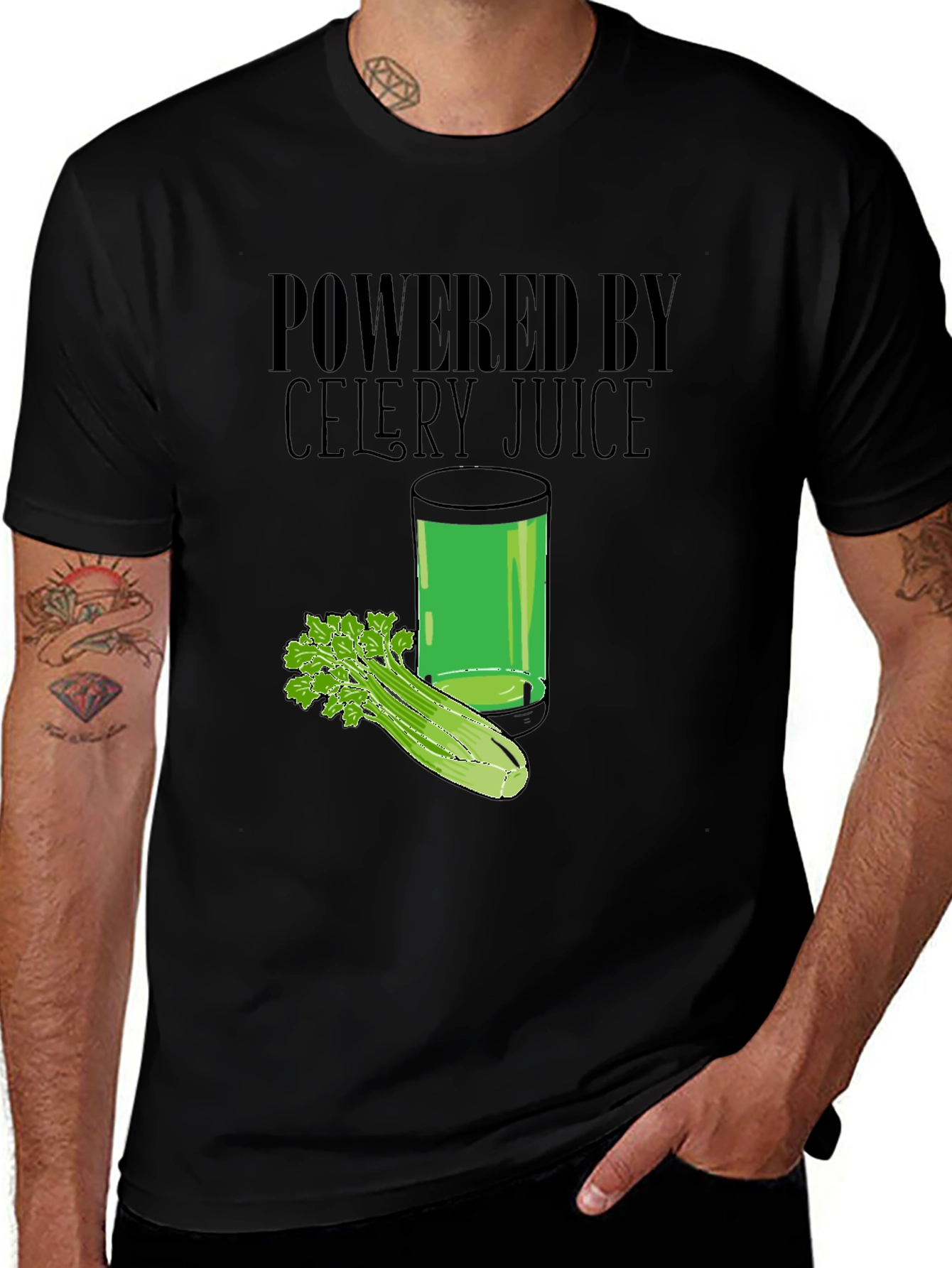 Powered by Celery Juice T-Shirt - Black Graphic Tee