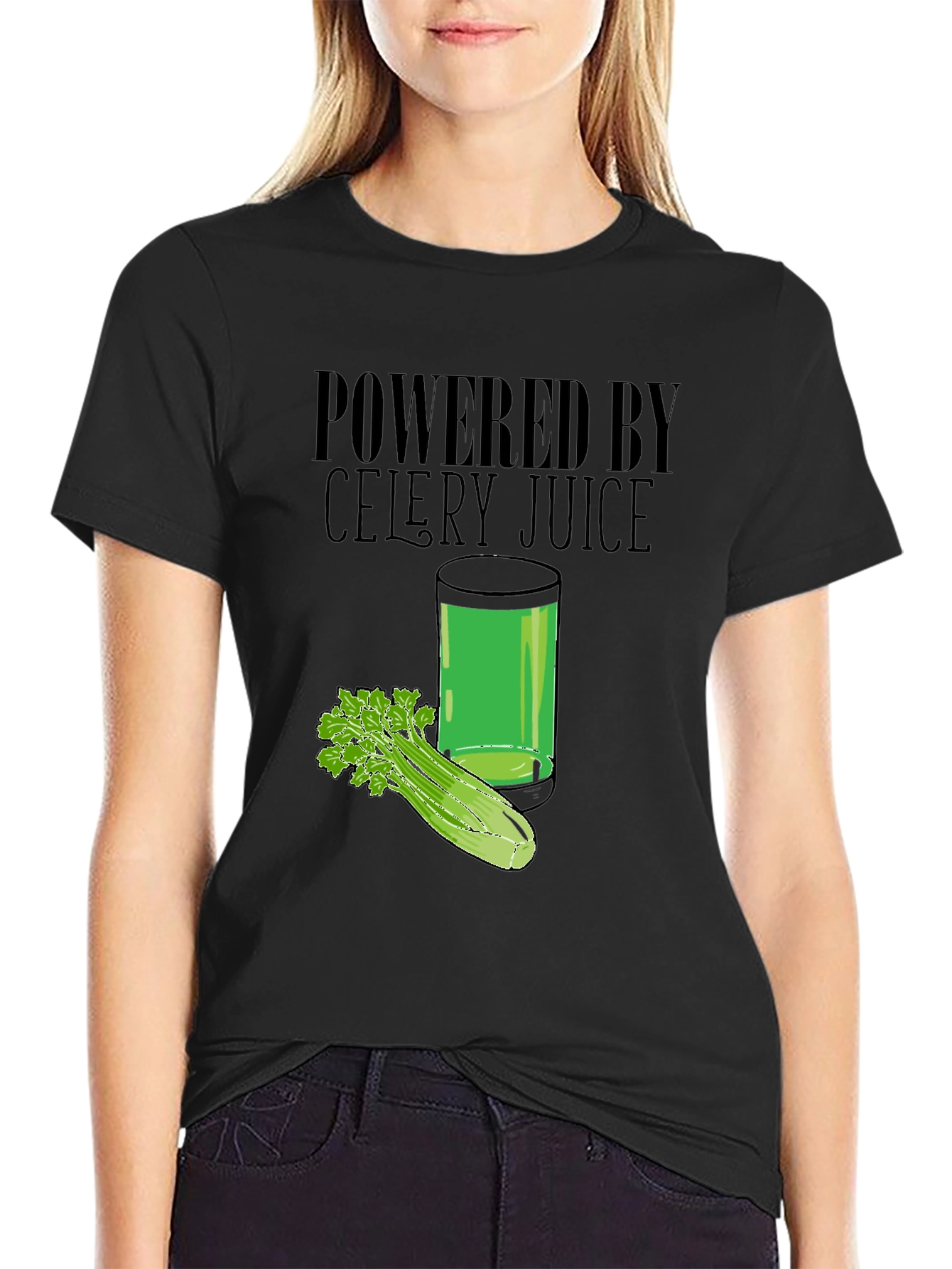 Powered by Celery Juice T-Shirt - Black Graphic Tee