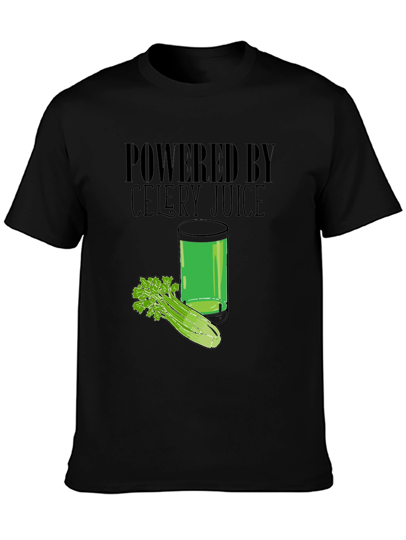 Powered by Celery Juice T-Shirt - Black Graphic Tee