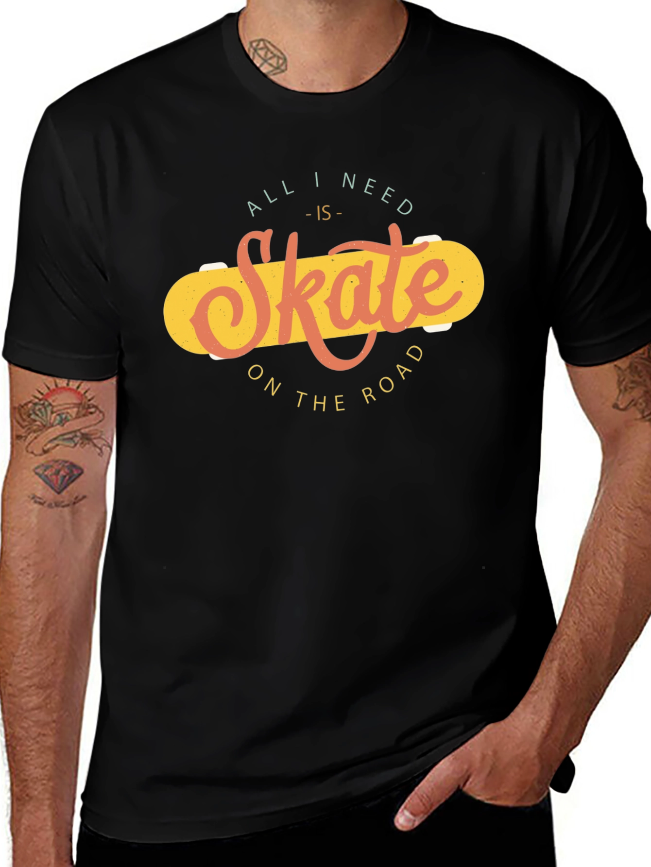 Skate On The Road Black T-Shirt