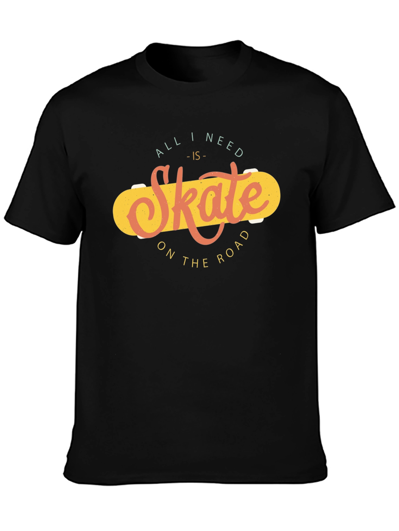 Skate On The Road Black T-Shirt