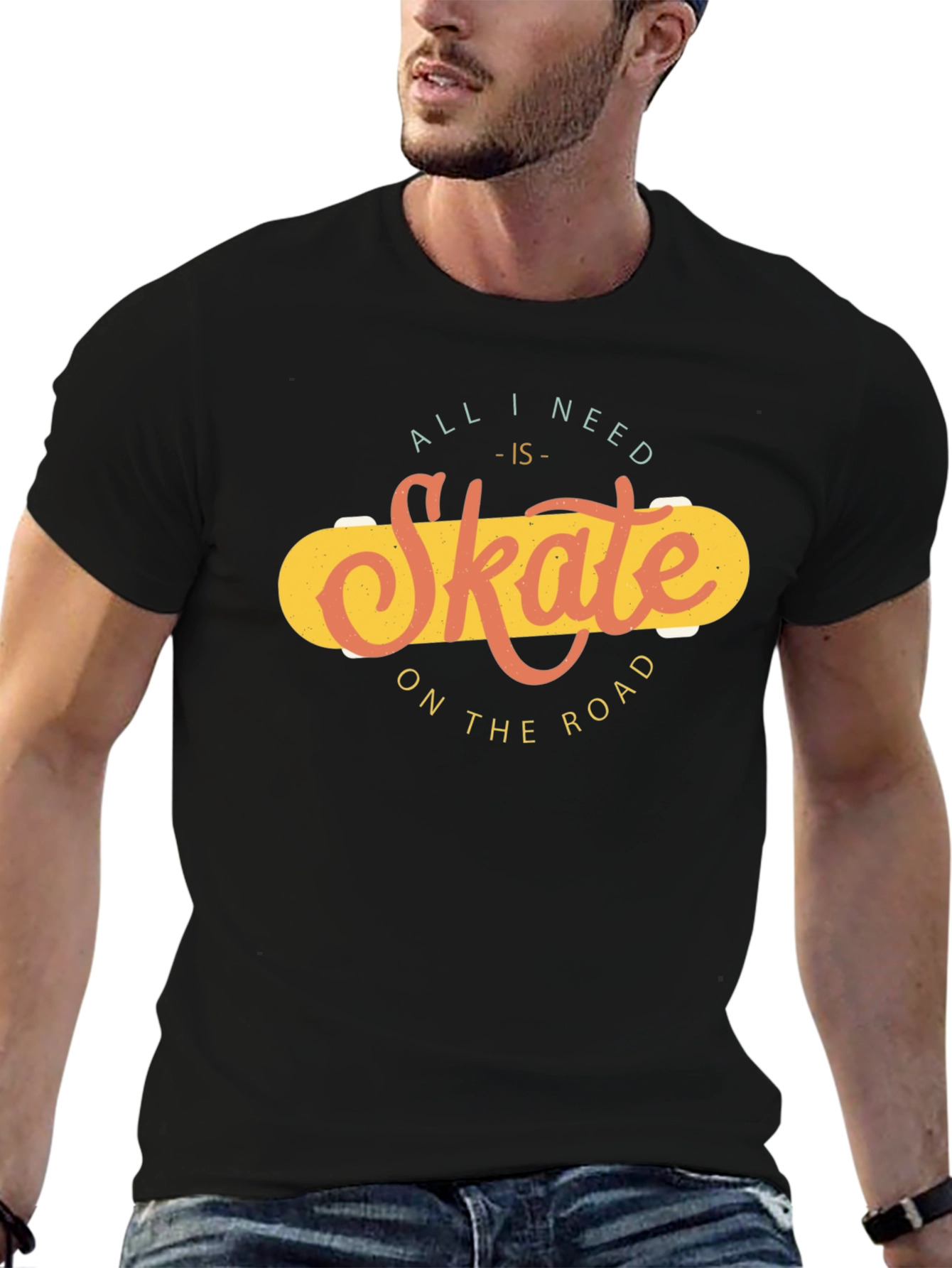 Skate On The Road Black T-Shirt