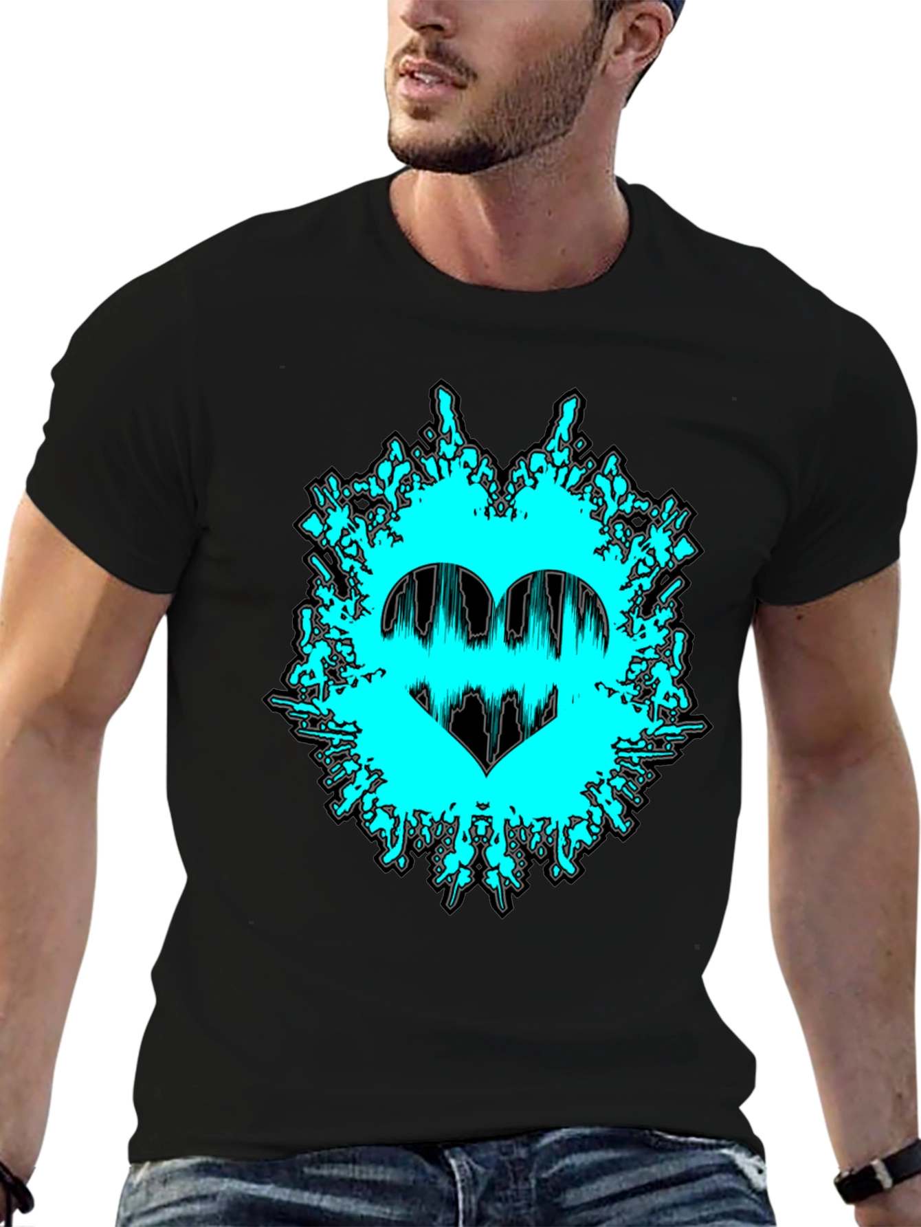 Graphic Print Tee - Heartbeat Love Design