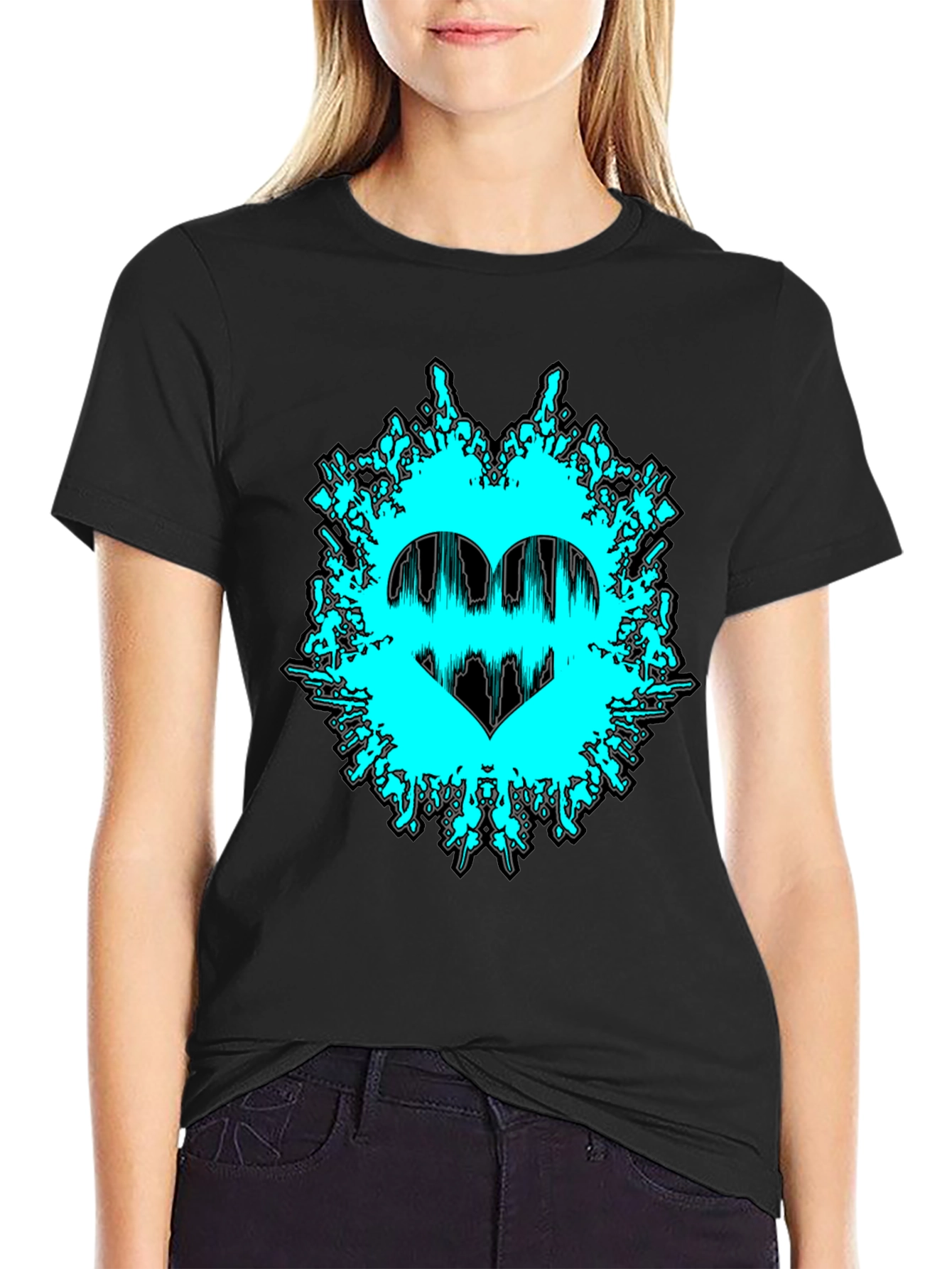 Graphic Print Tee - Heartbeat Love Design
