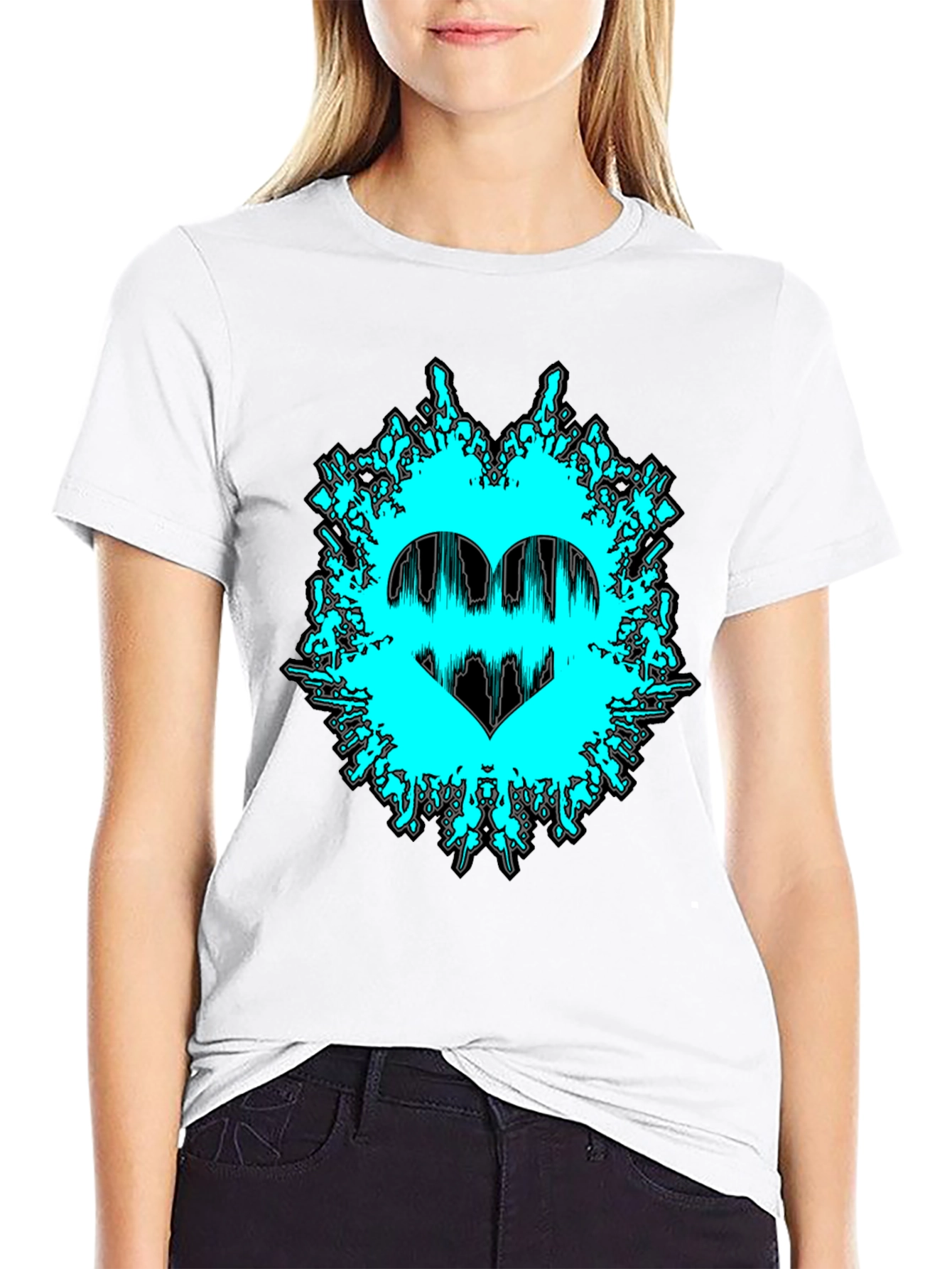 Graphic Print Tee - Heartbeat Love Design