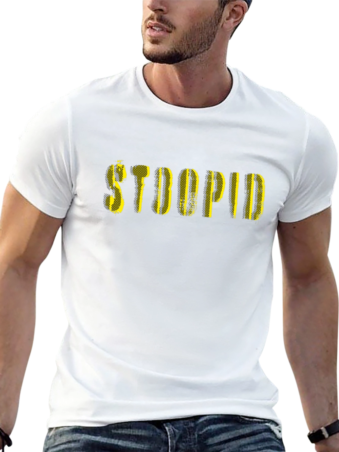 Stupid Graphic Print Black T-Shirt - Casual Menswear