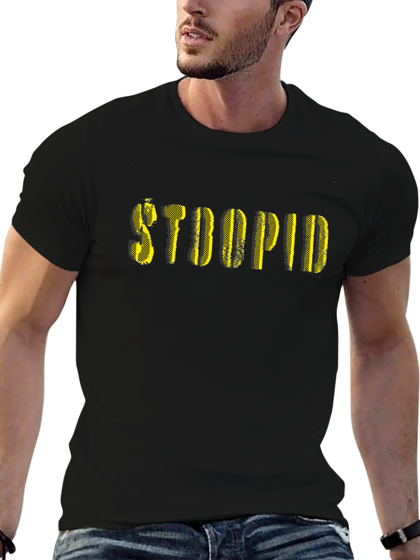 Stupid Graphic Print Black T-Shirt - Casual Menswear