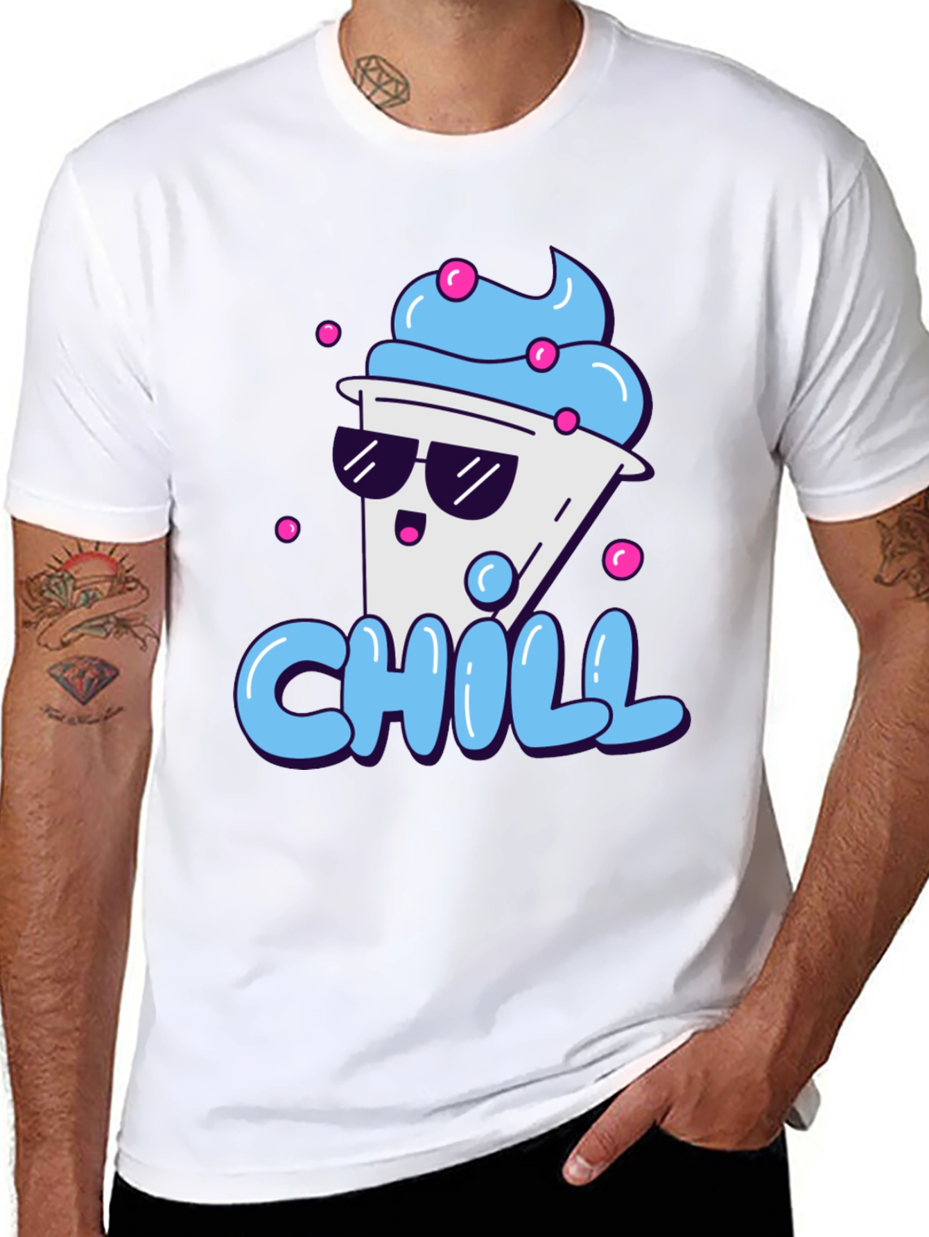 Chill Treat Graphic Tee - Black Cotton T-Shirt