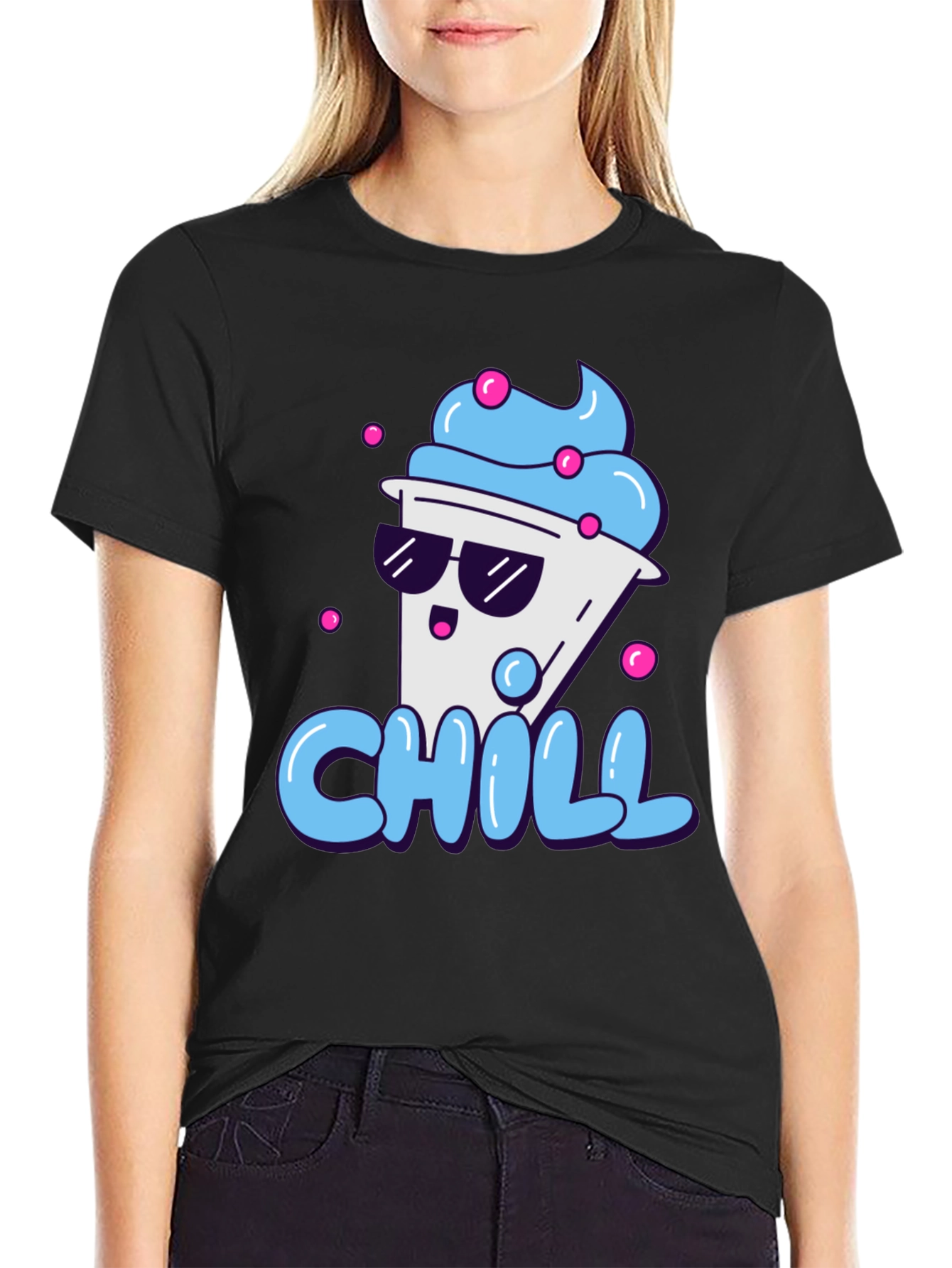 Chill Treat Graphic Tee - Black Cotton T-Shirt