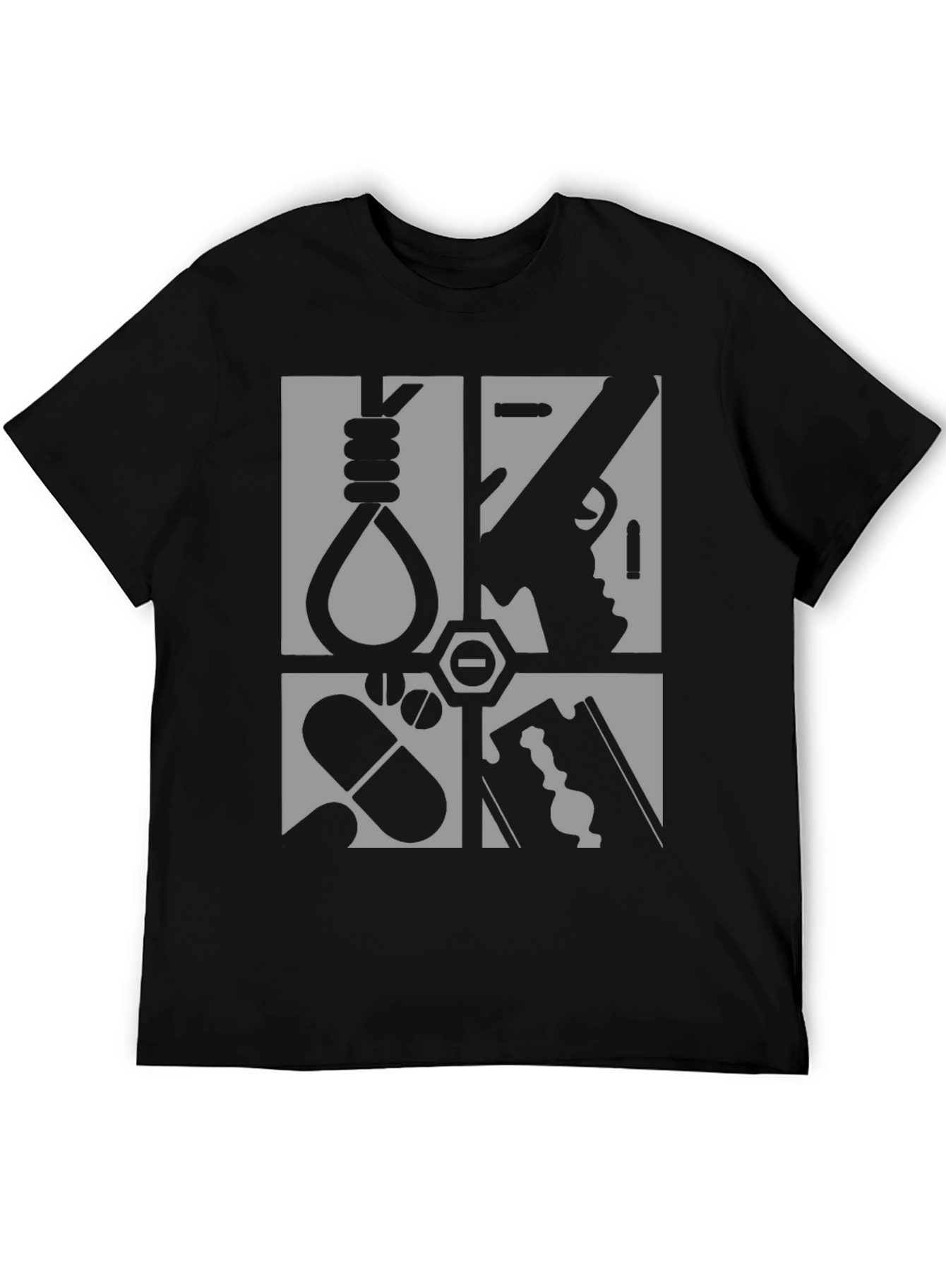 Graphic Tee - Suicide Methods Motif - Black