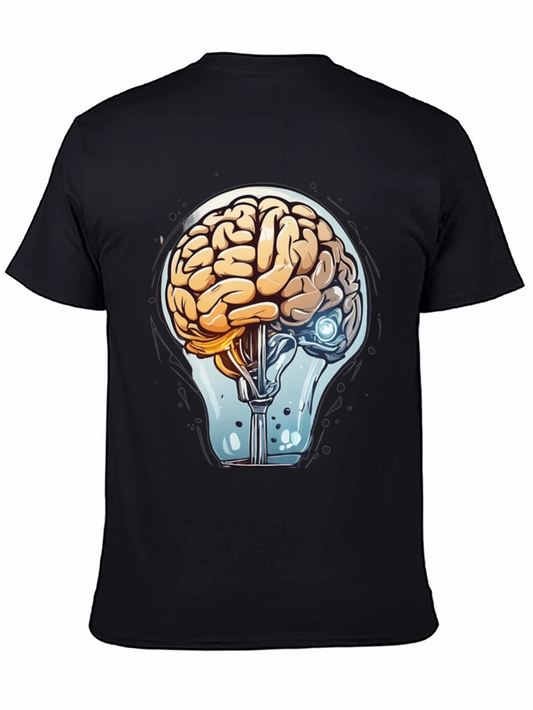 Brainstorm Tee: Human & AI Fusion Light Bulb Design