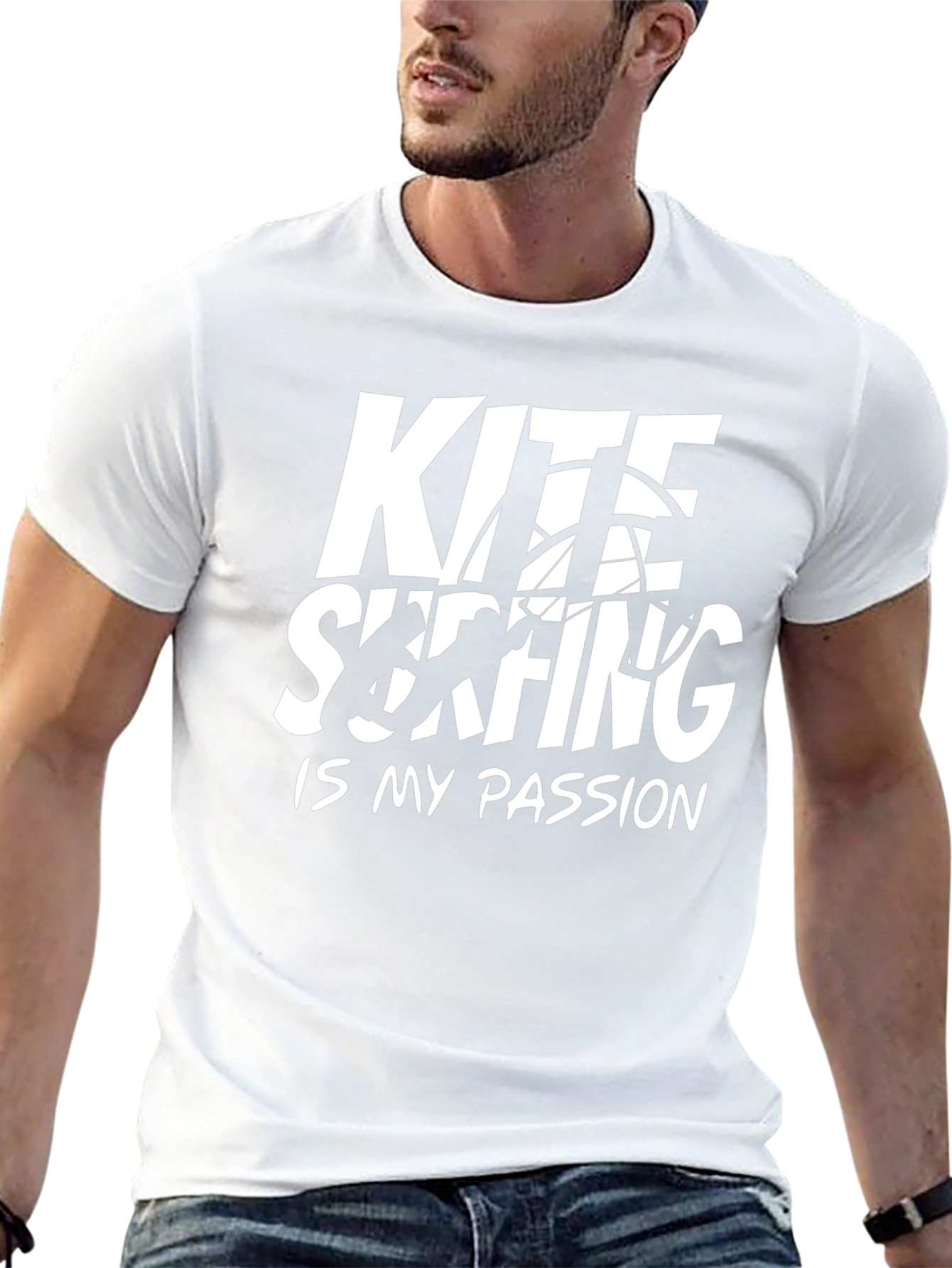 Kite Surfing Passion Tee - Black Cotton T-Shirt