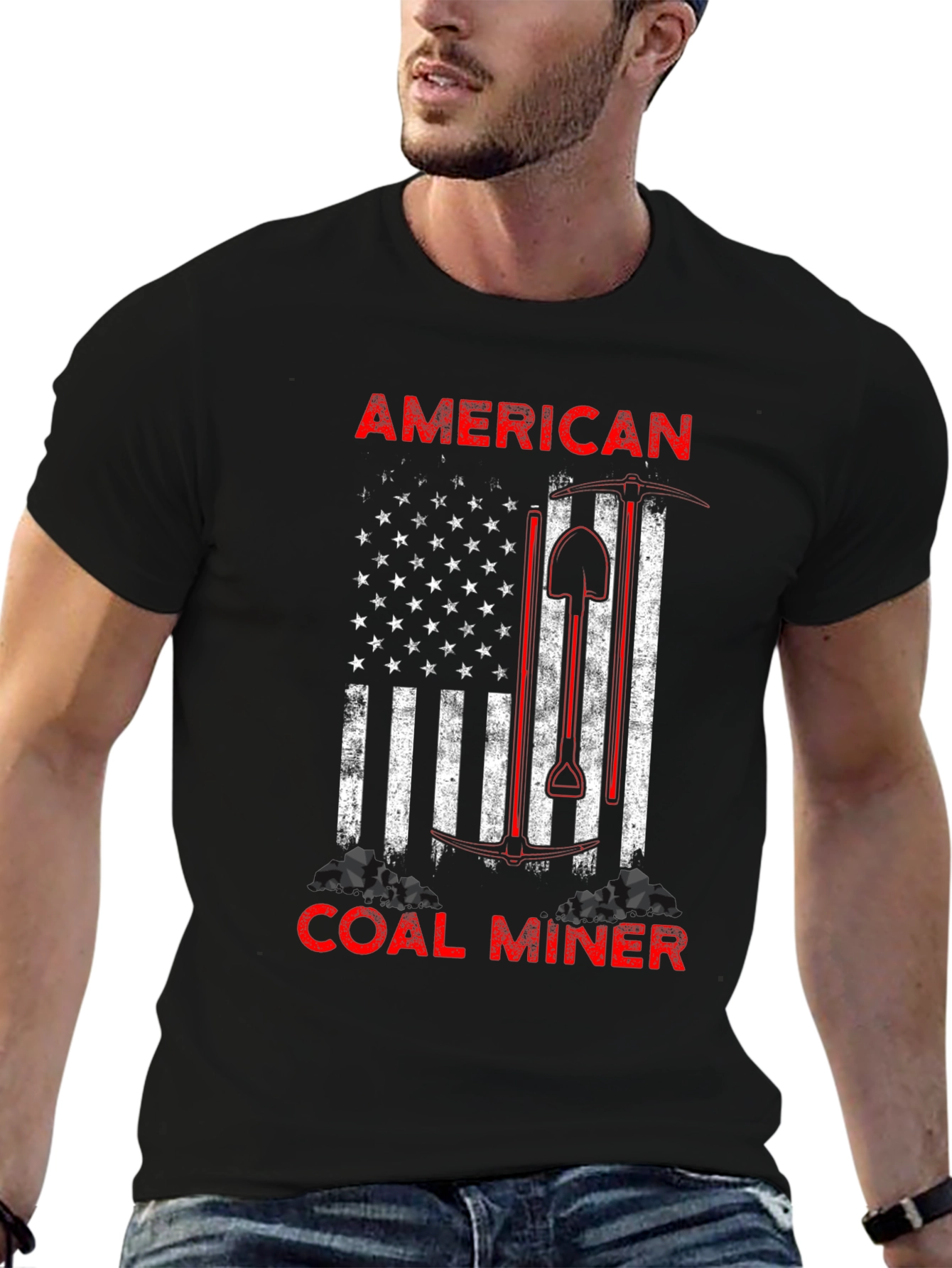 American Coal Miner Patriotic Graphic Tee
