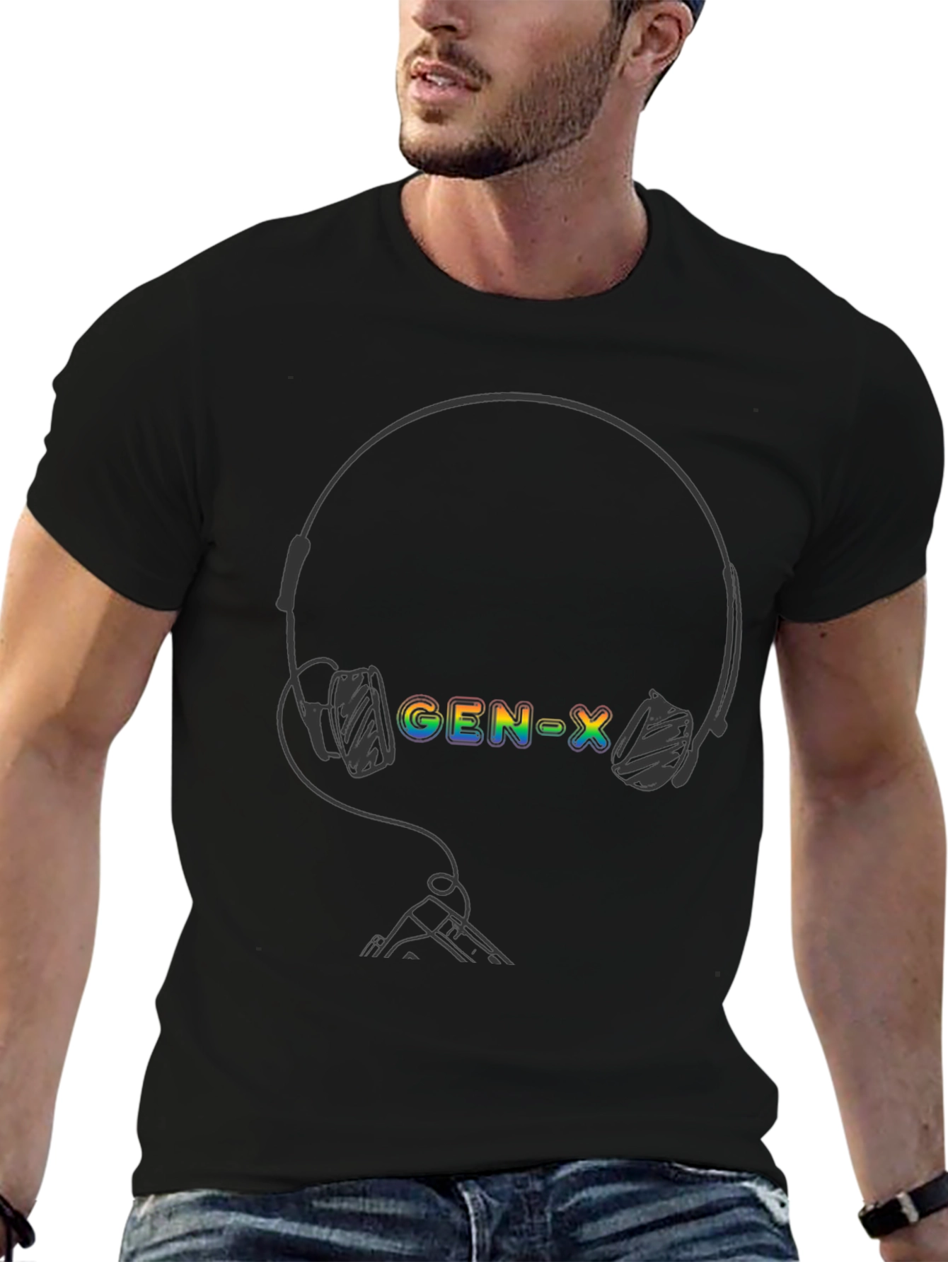 Gen-X Rainbow Headphones Graphic Tee