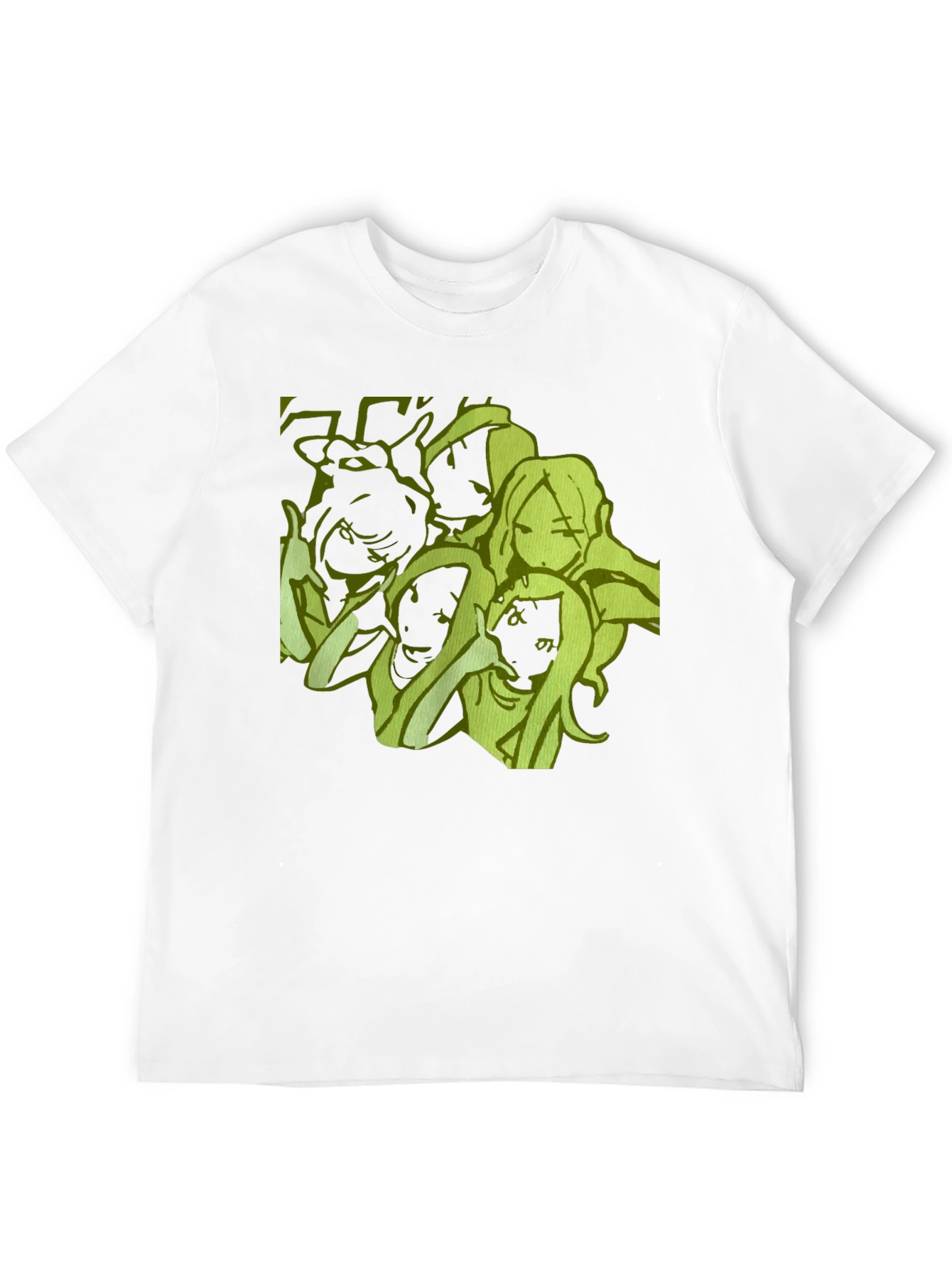 Anime Girls Graphic Tee - Black Cotton Casual T-Shirt