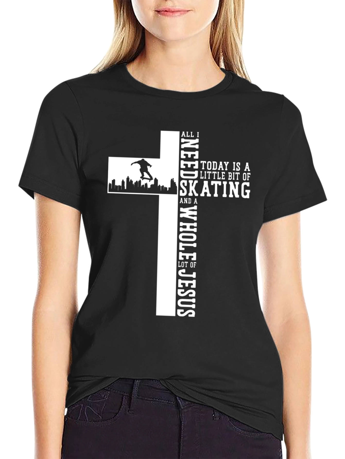Skating and Jesus Graphic T-Shirt