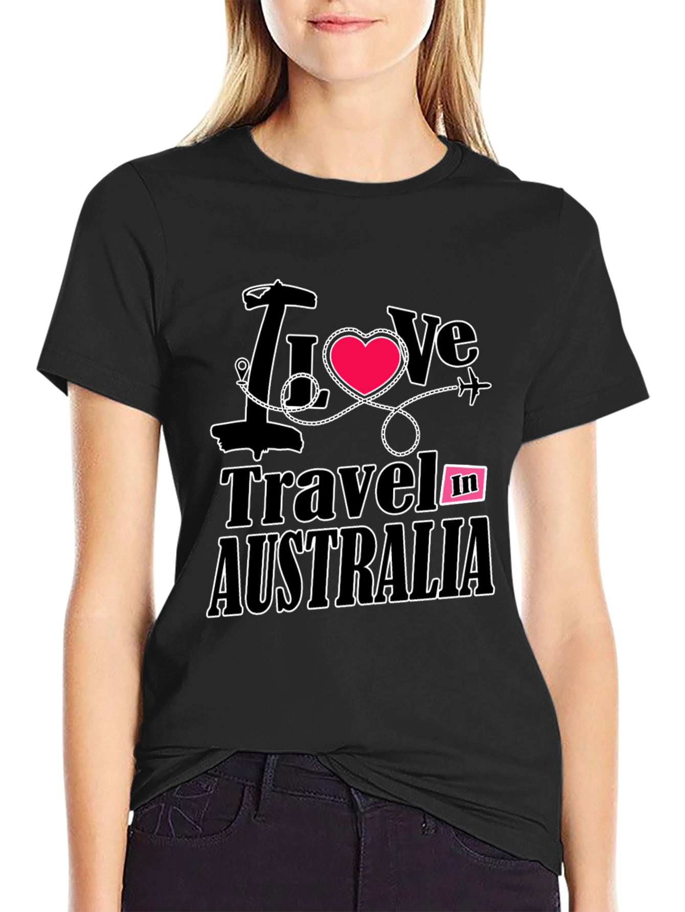 I Love to Travel in Australia Black T-Shirt