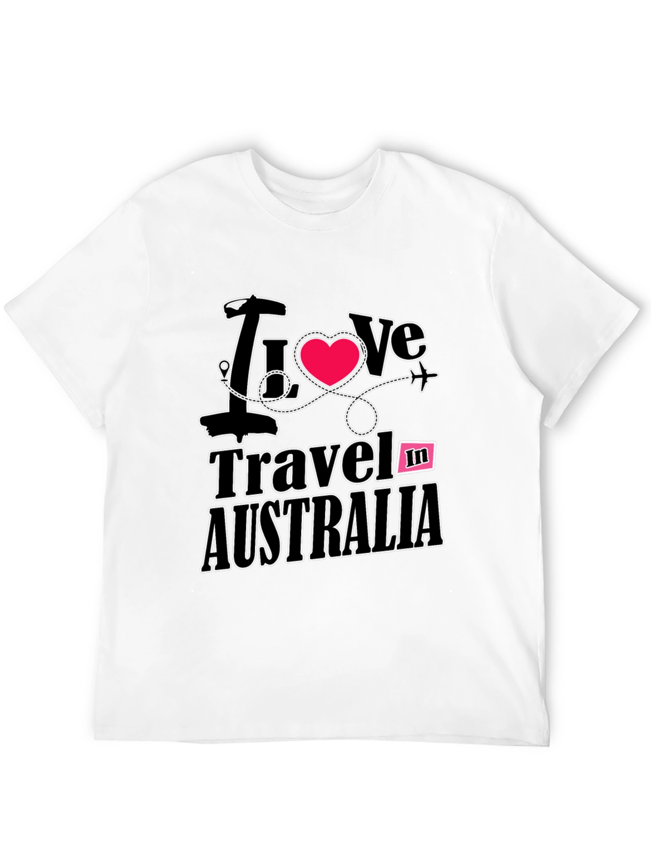I Love to Travel in Australia Black T-Shirt