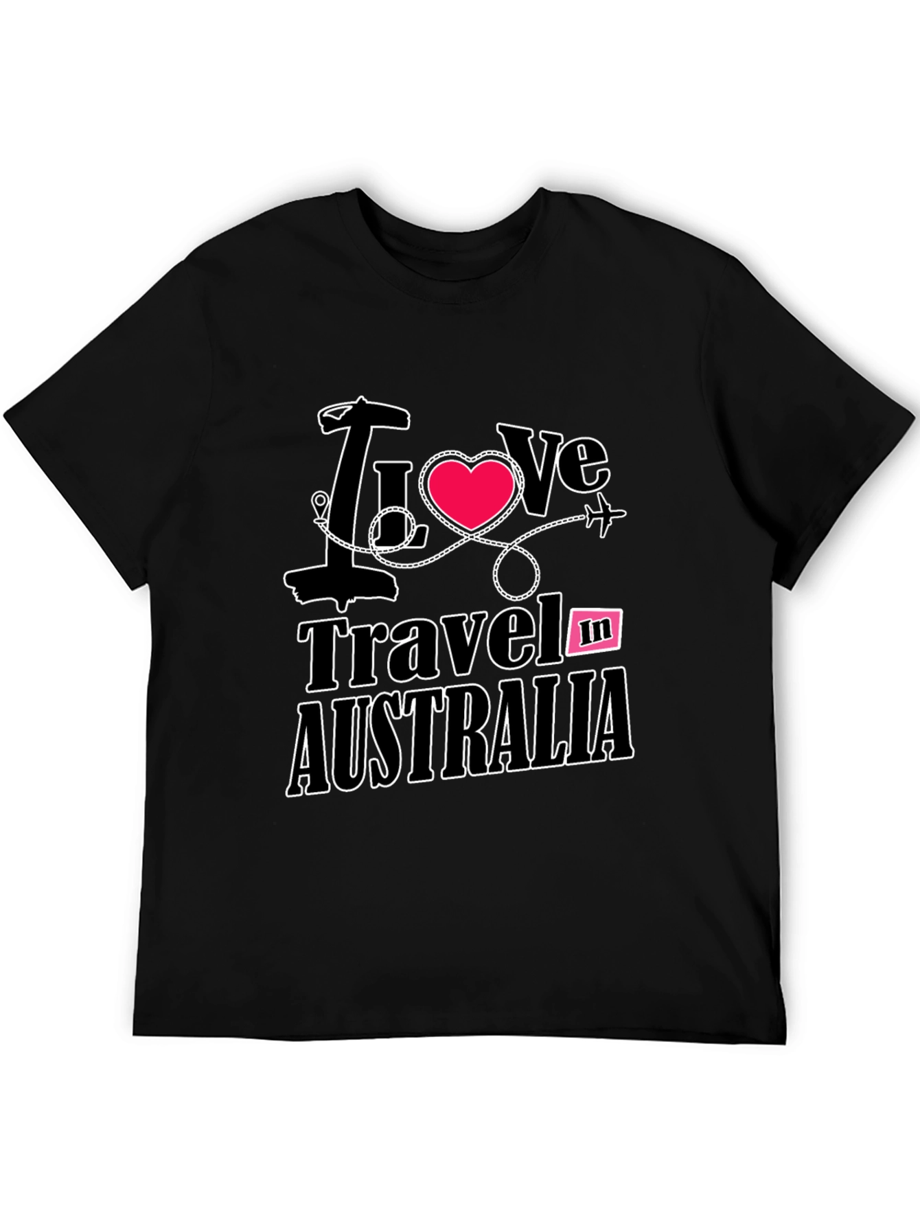 I Love to Travel in Australia Black T-Shirt