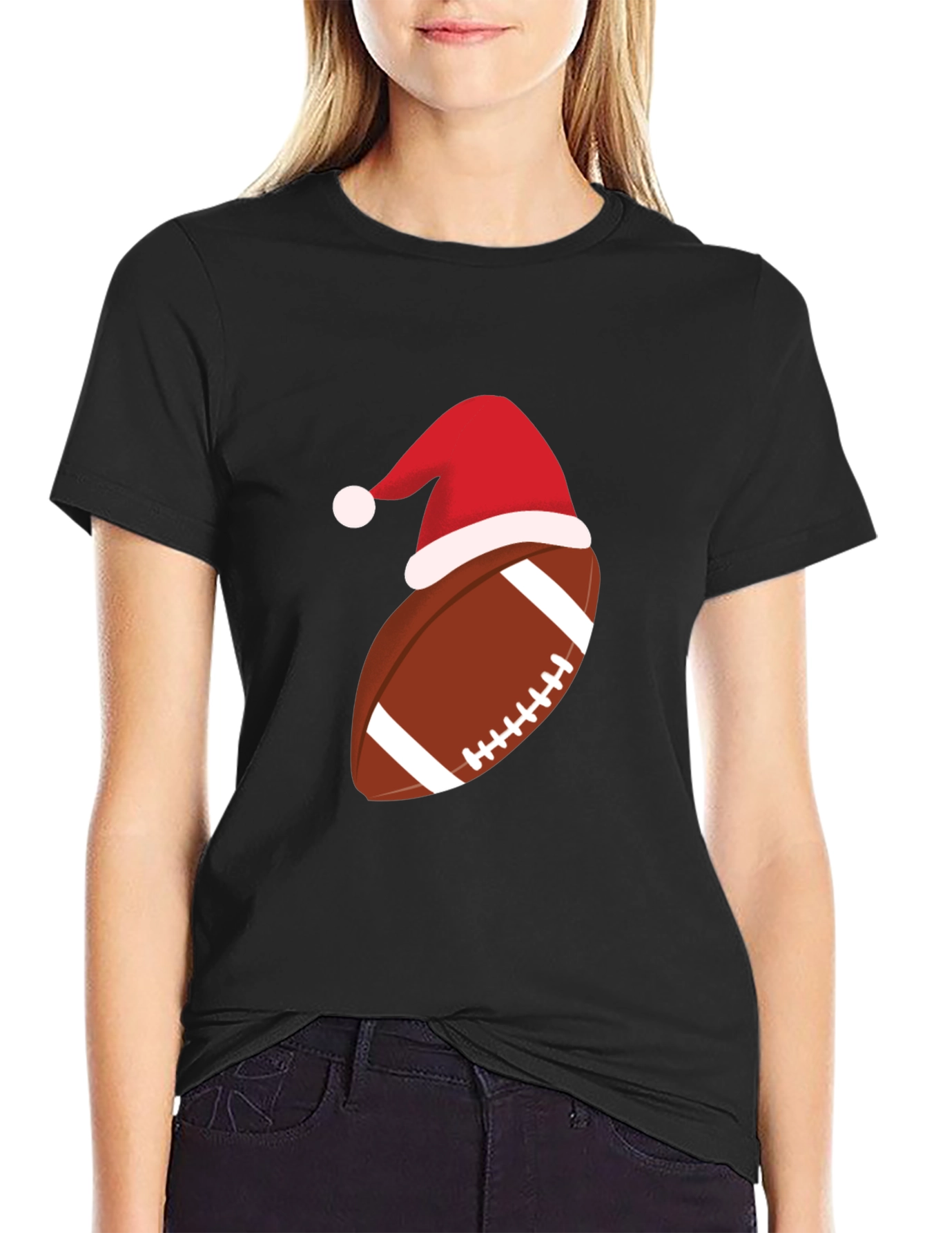 Festive Football Santa Hat T-Shirt